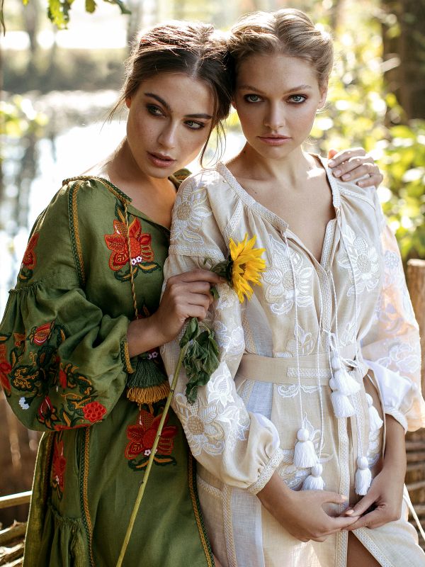 Boho linen embroidered dress - shop now
