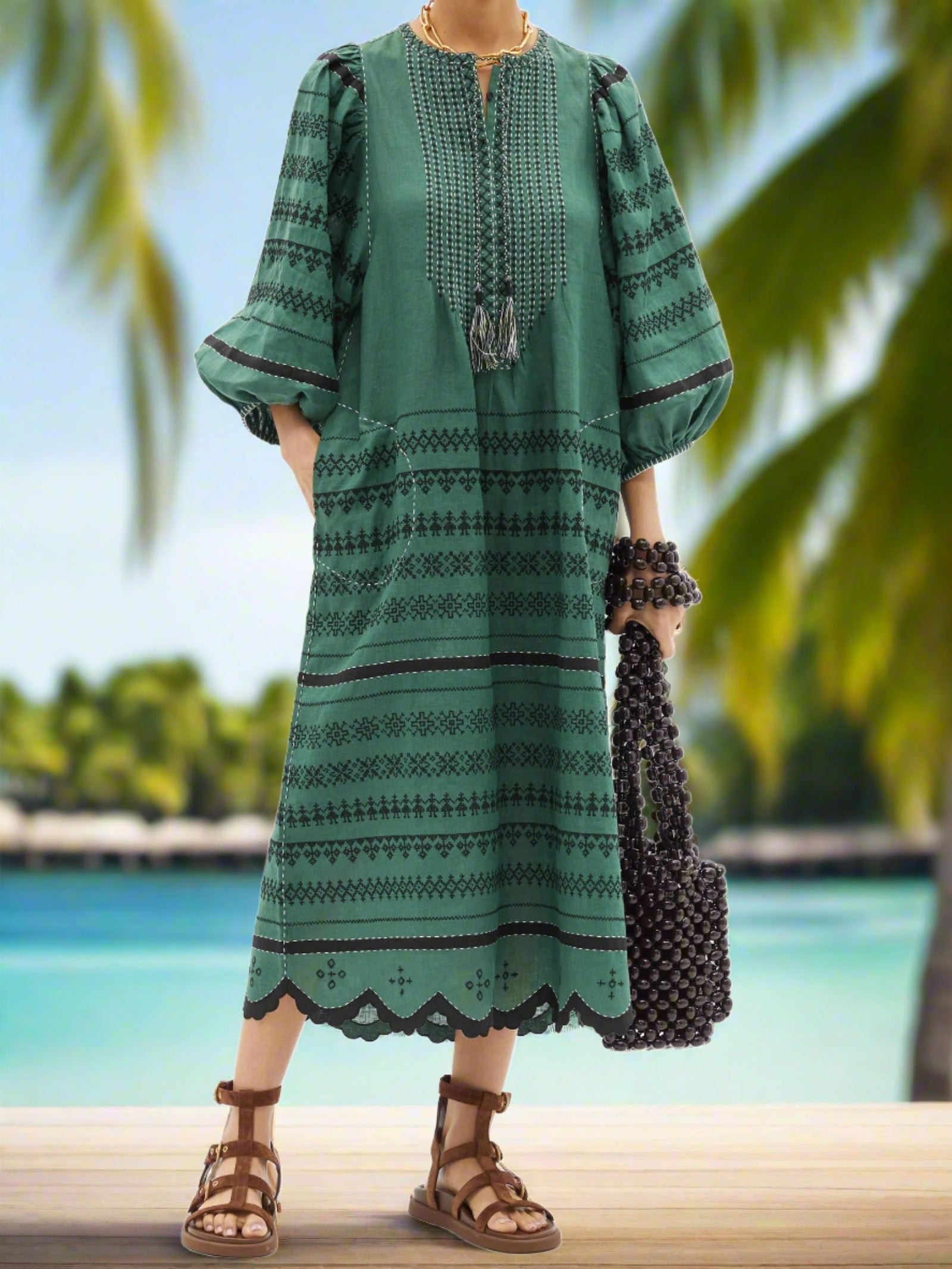 Freedom embroidered linen dress Ukrainian vyshyvanka