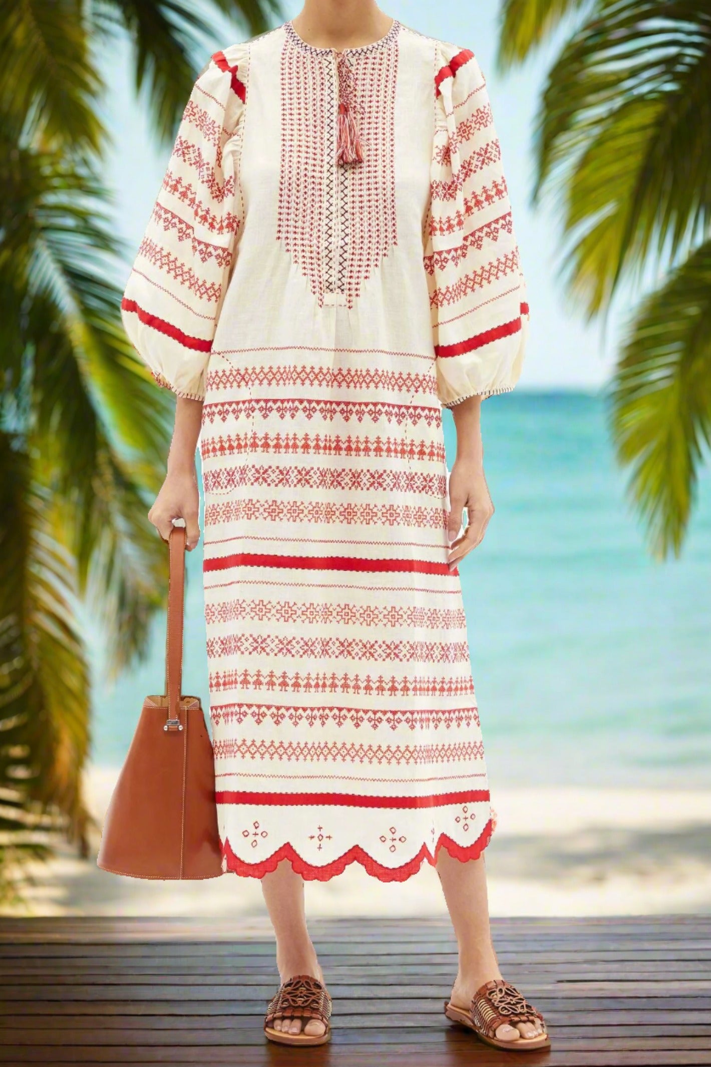 Freedom embroidered linen dress Ukrainian vyshyvanka