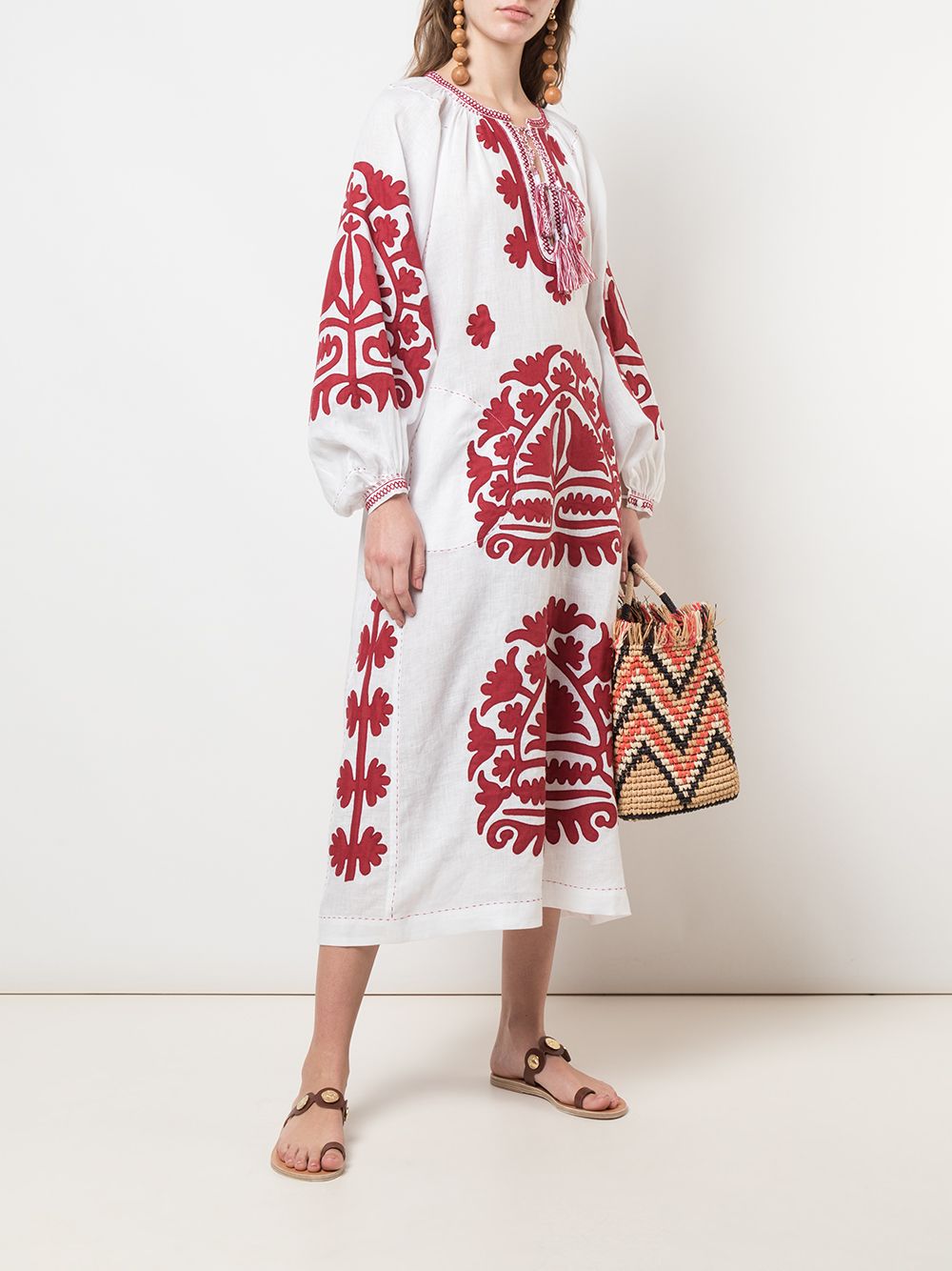 Applique linen boho dress Shalimar embroidery