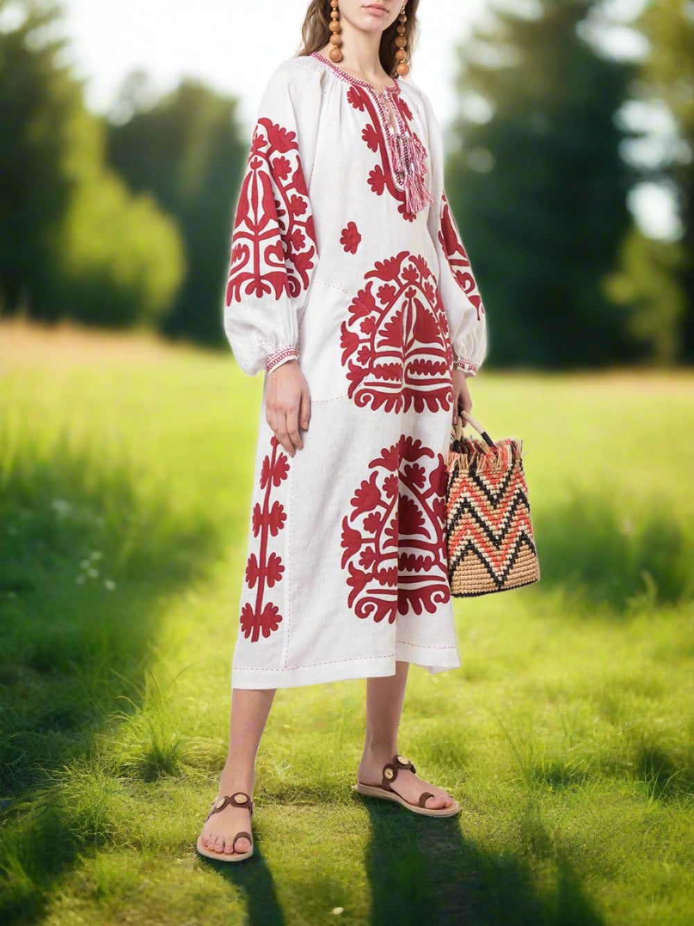 Applique embroidered linen dress Shalimar