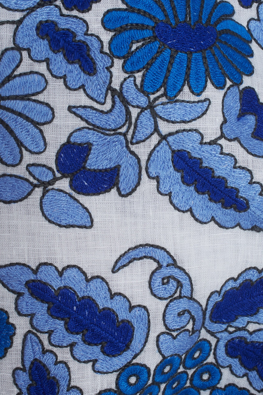 Embroidered bohemian short dress with grapevine embroidery