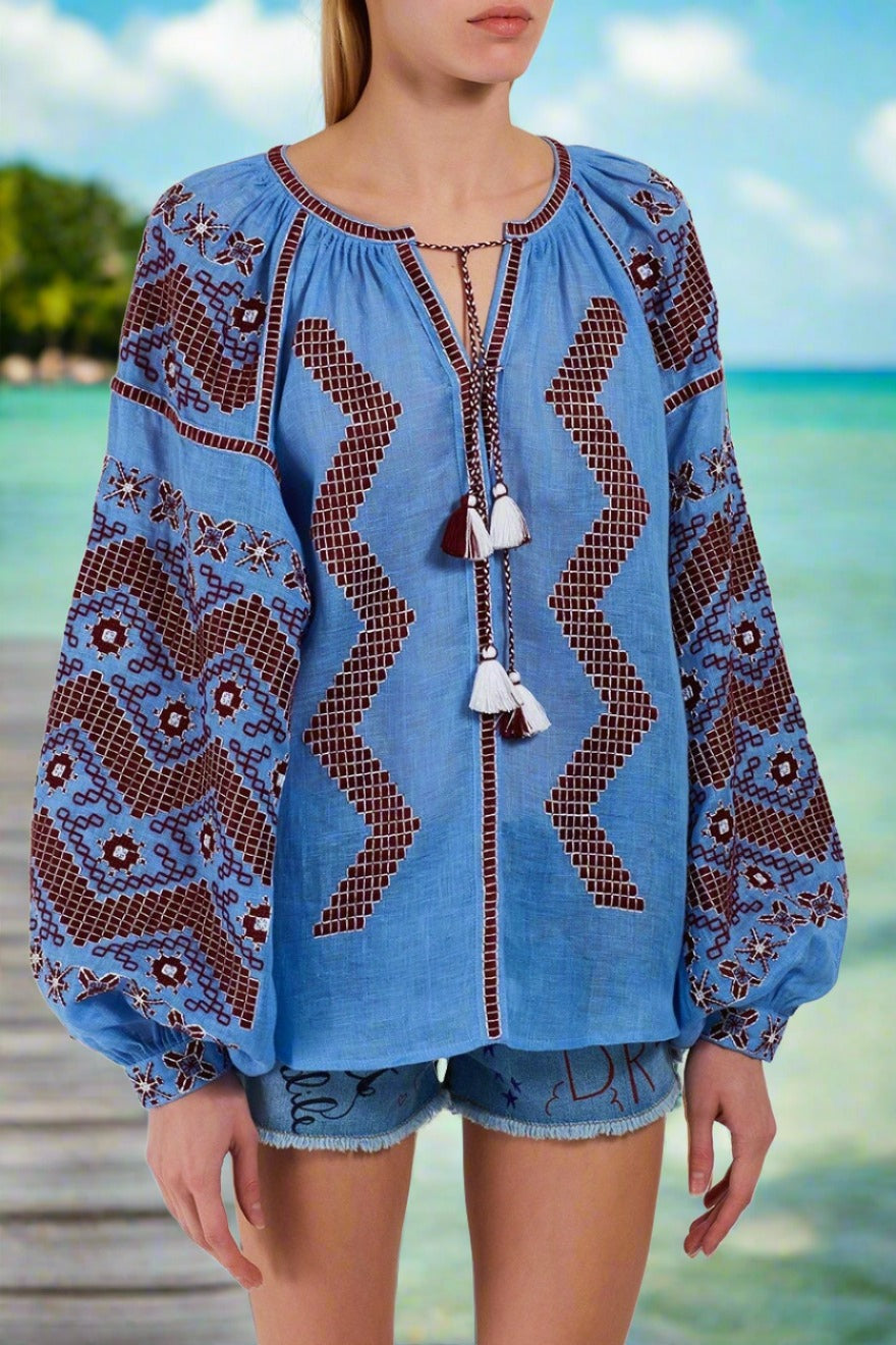 Ukrainian blouse with embroidery Vyshyvanka shirt