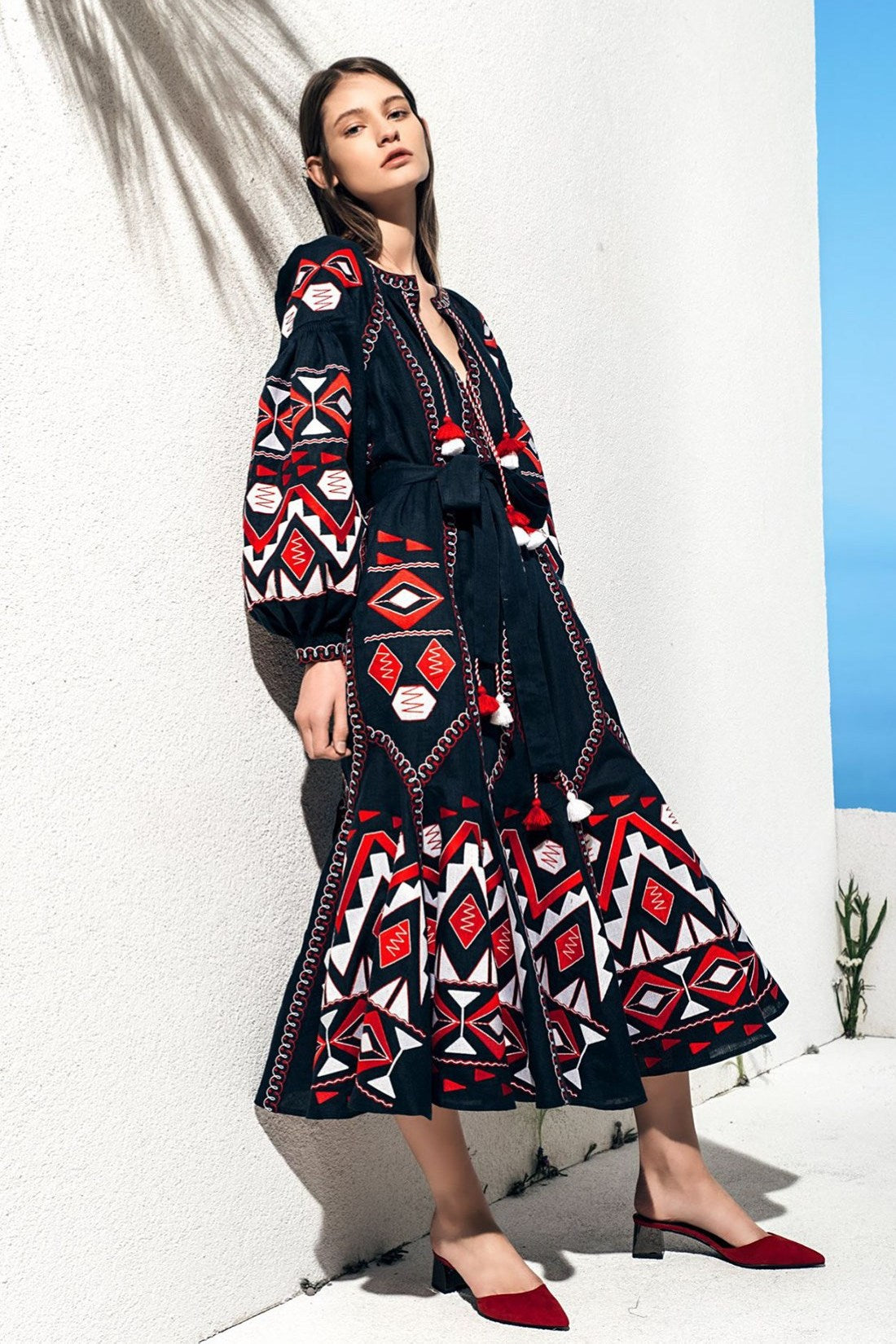 Vyshyvanka dress with ethnic embroidery Kilim