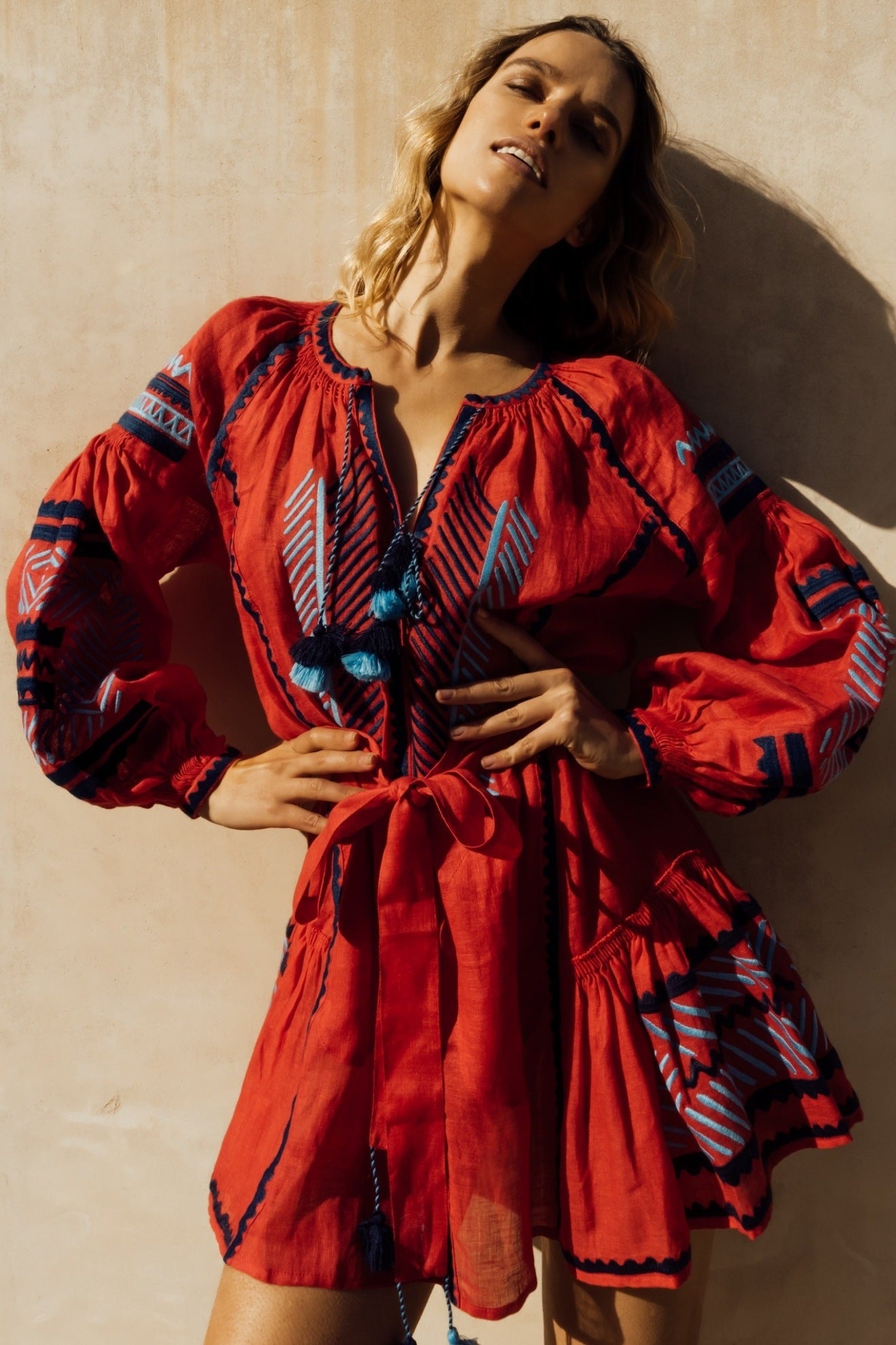 Summer embroidered linen mini dress Namibia