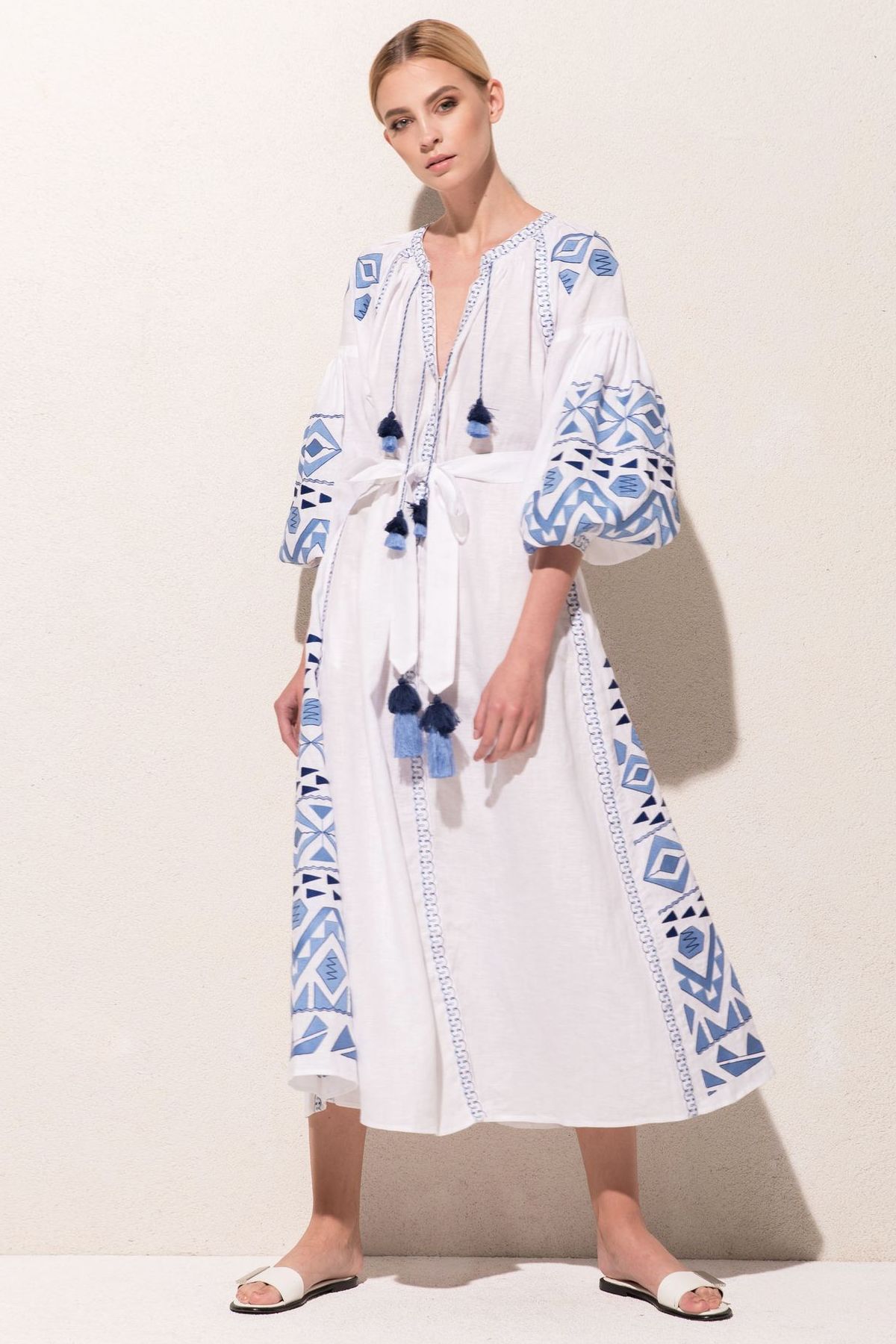Embroidered dress Fashion boho outfit with ukrainian embroidery