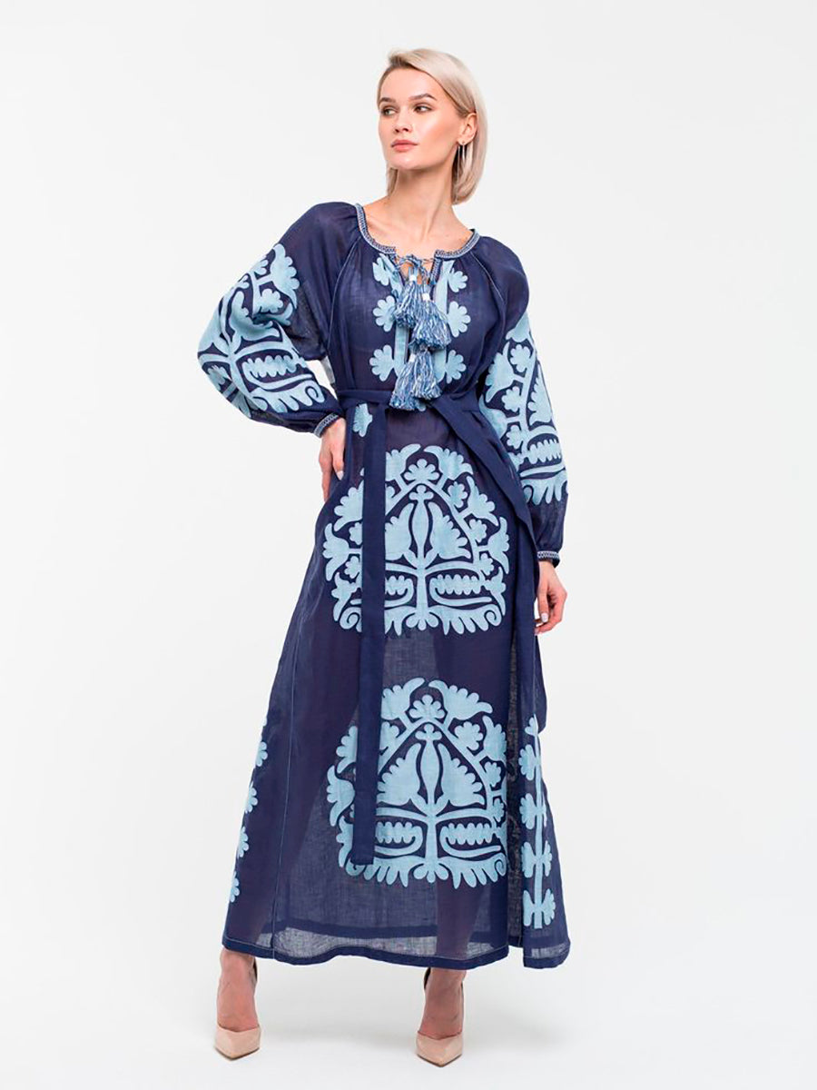 Applique embroidered linen dress Shalimar