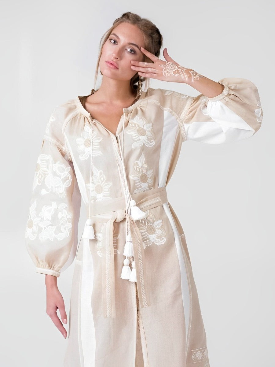 Divine floral embroidered dress kaftan Boho wedding guest outfit