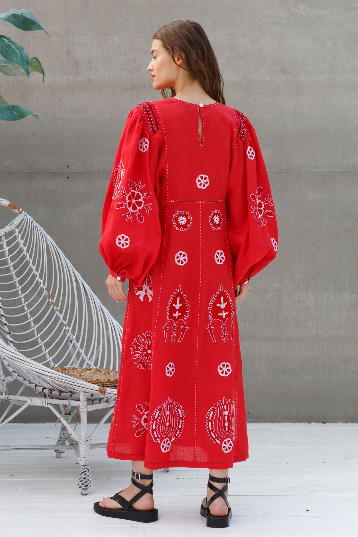 Embroidered boho dress Jasmine embroidery linen kaftan