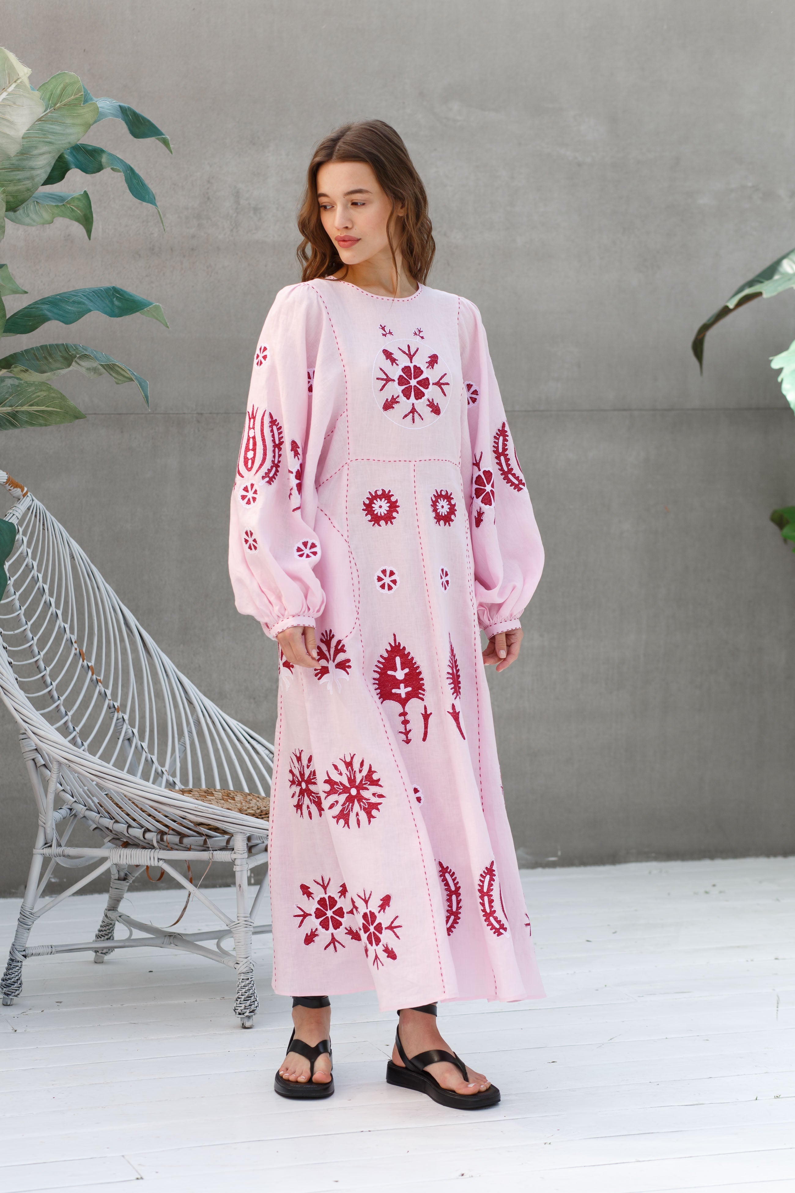 Embroidered dress kaftan Jasmine embroidery