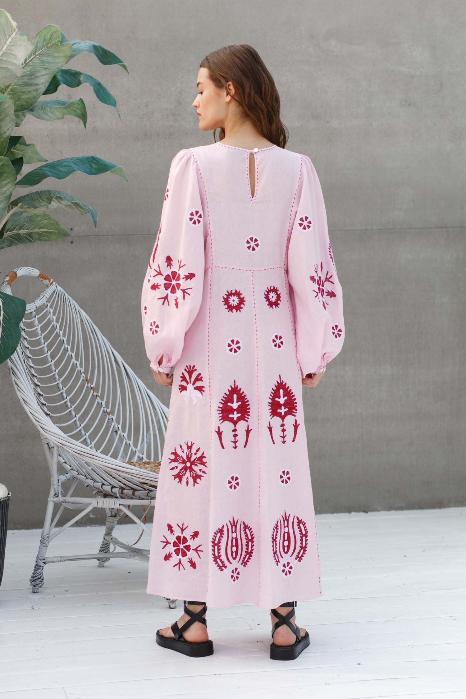 Embroidered dress kaftan Jasmine embroidery