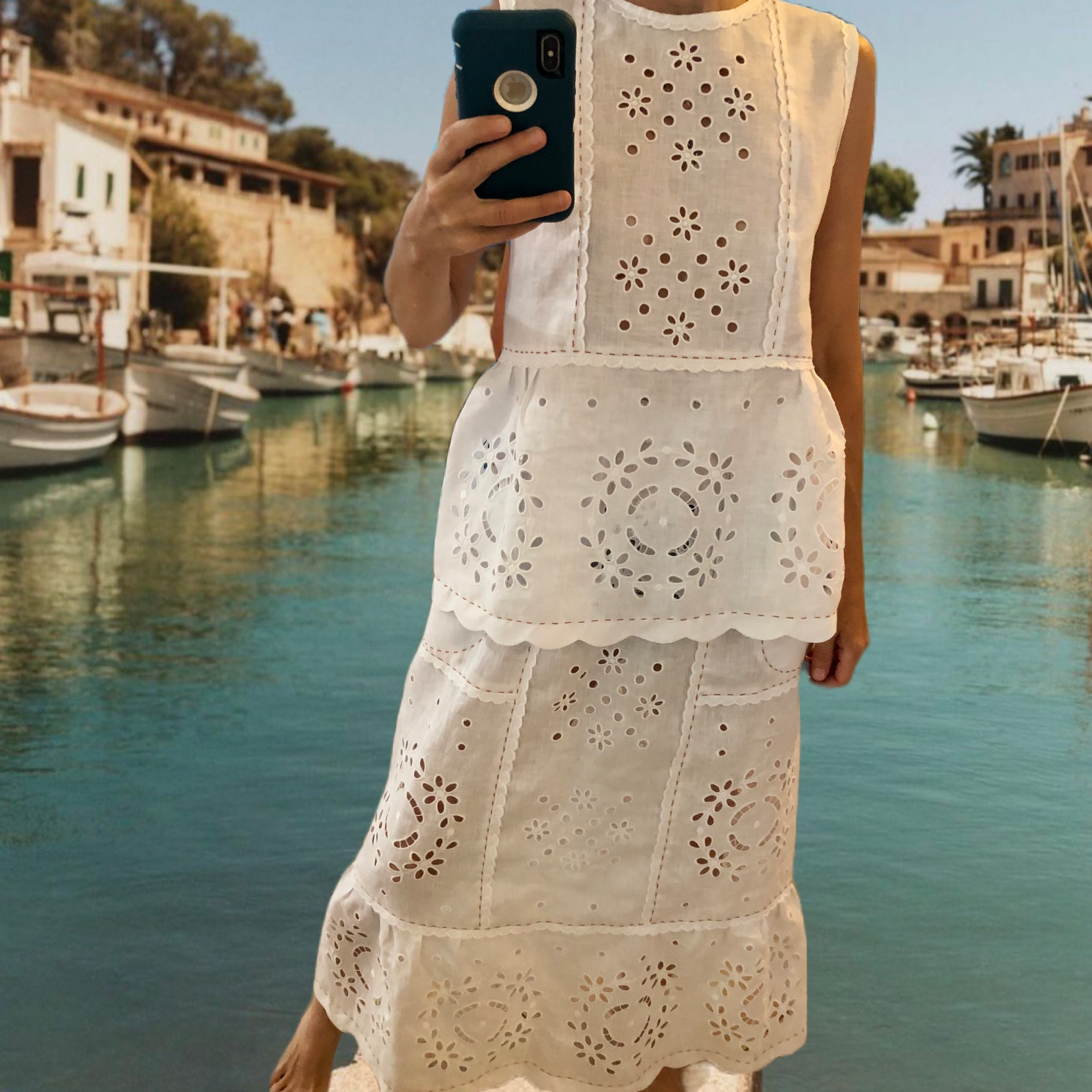 Olympia embroidered linen skirt set Ukrainian wedding guest suit