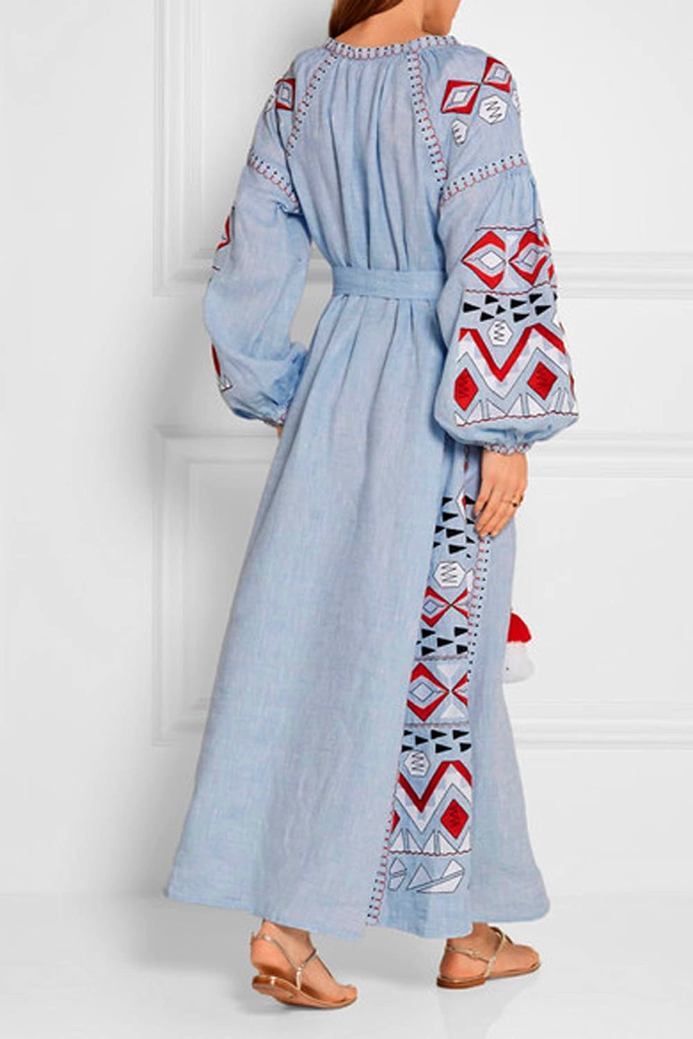 Summer embroidered linen dress Ukrainian vyshyvanka Kilim
