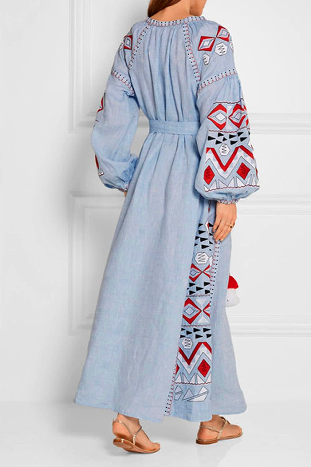 Bohemian embroidered dress Ukrainian vyshyvanka Kilim
