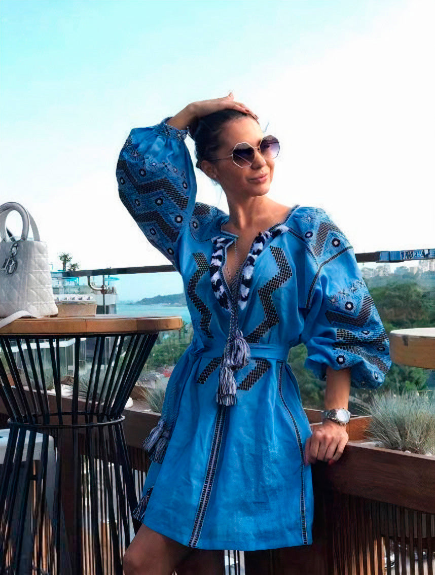 knee length dresses for ladies Linen Shift Dress Breeze main image 1