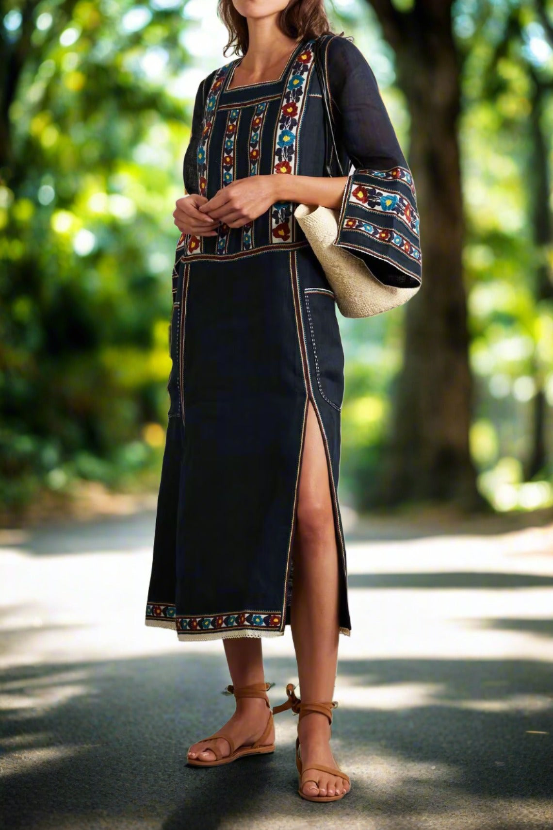 Helen embroidered linen dress Luxury resort outfit