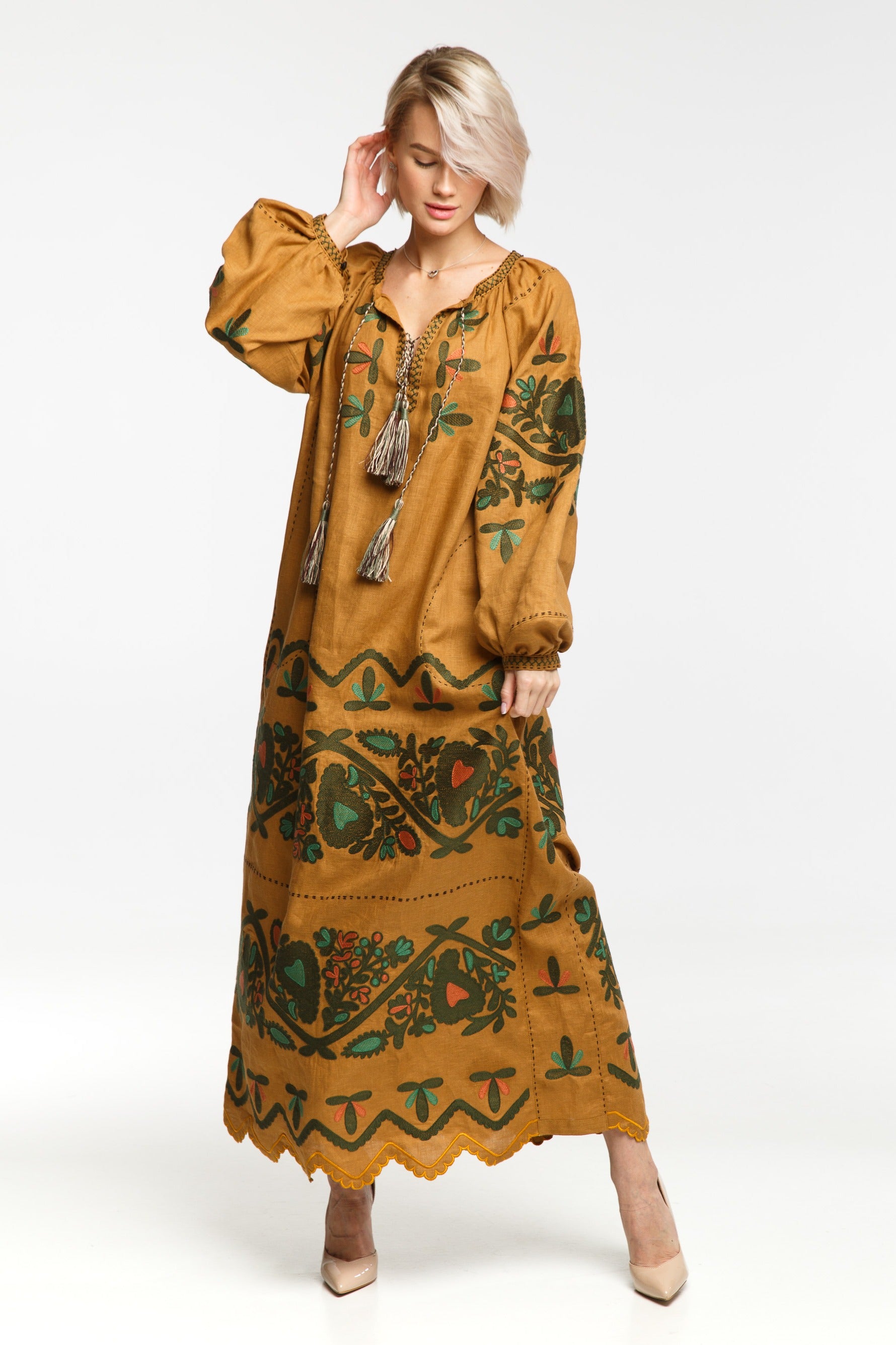 Fashion embroidered dress with ethnic embroidery Rushka