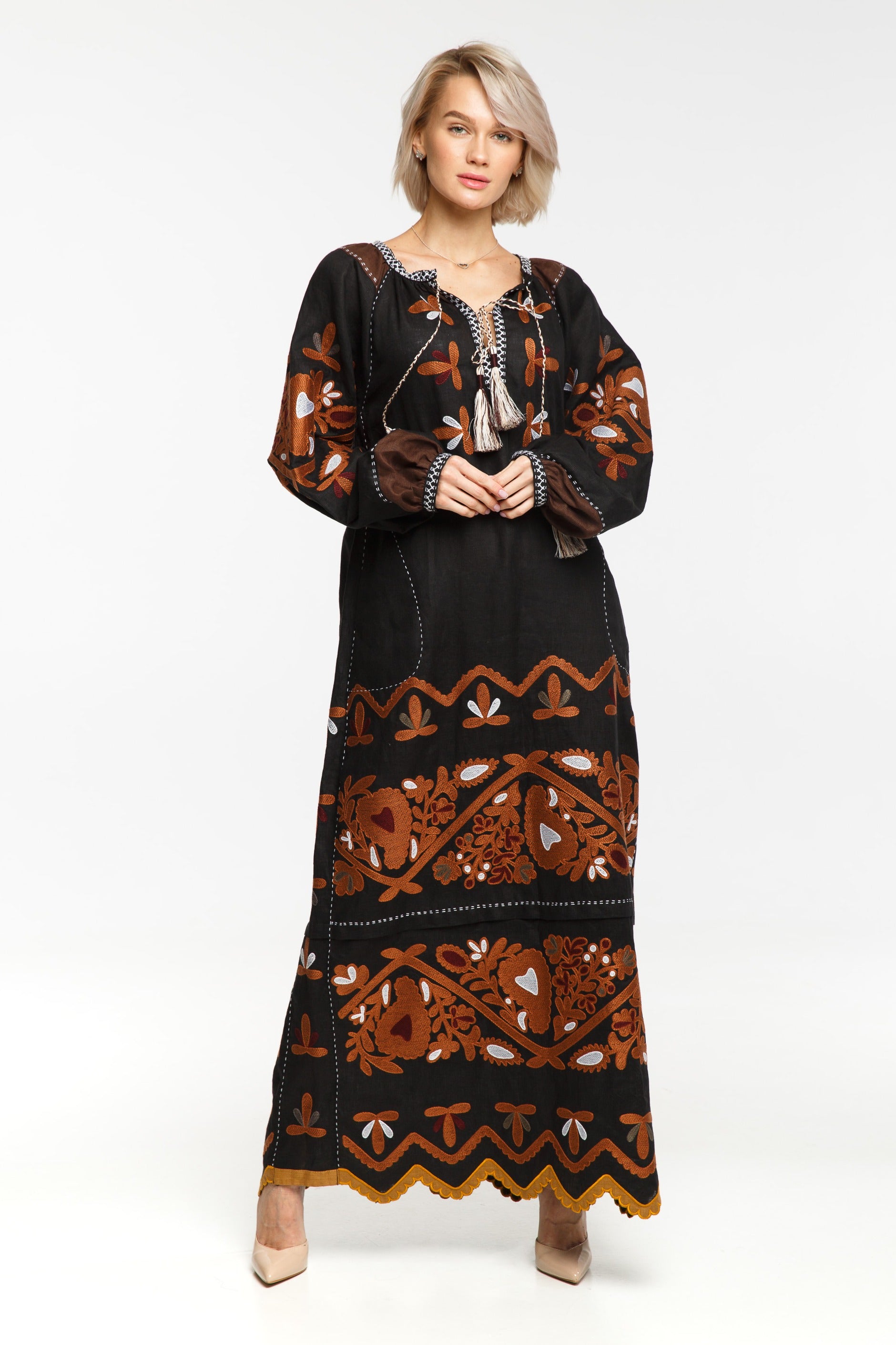 Fashion embroidered dress with ethnic embroidery Rushka