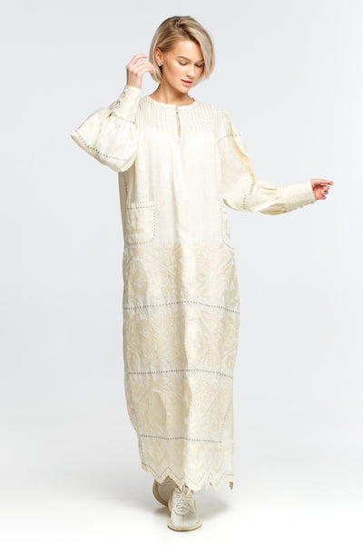Ivory embroidered wedding dress Rushka Fashion summer gown