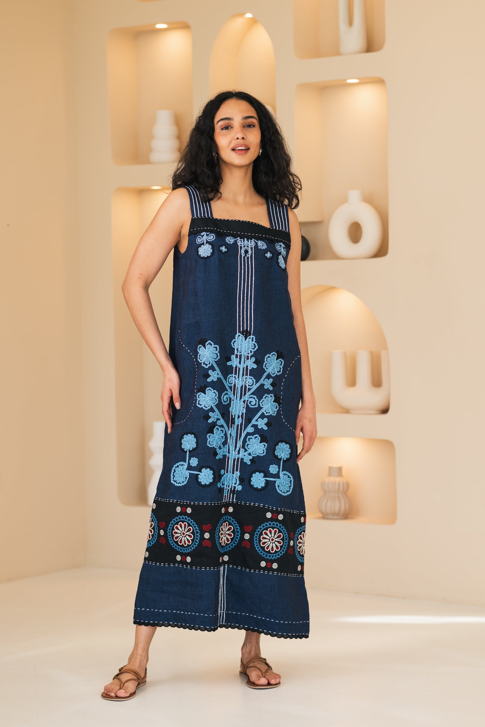 Floral embroidered dress Summer boho sundress