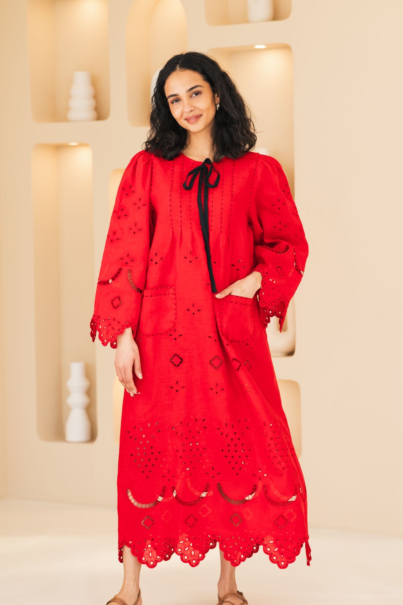 Grapes eyelet embroidered dress Resort oufit