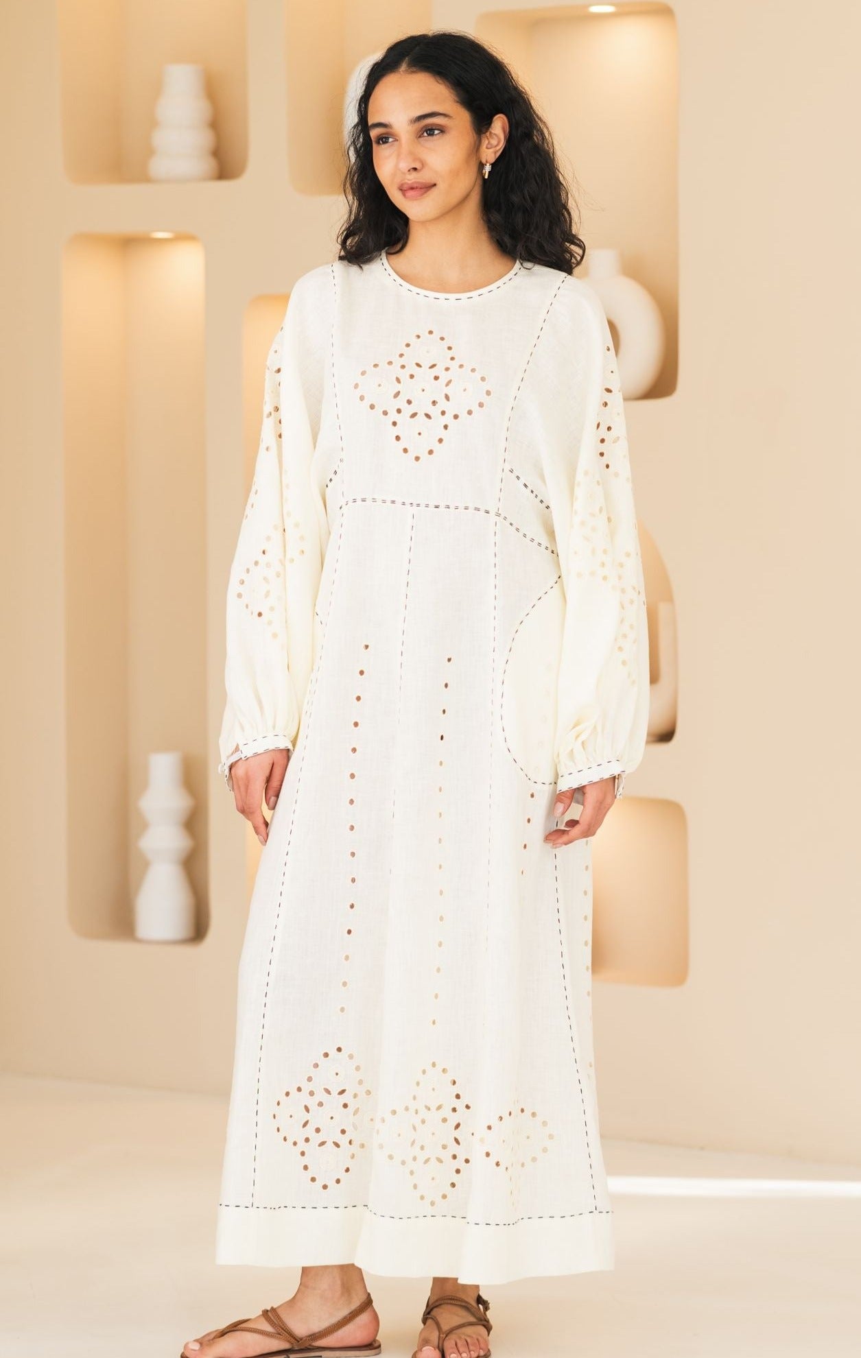 Embroidered eyelet sundress Ukrainian vyshyvanka Alexandra L / White Embroidered eyelet sundress Ukrainian vyshyvanka Alexandra L / White