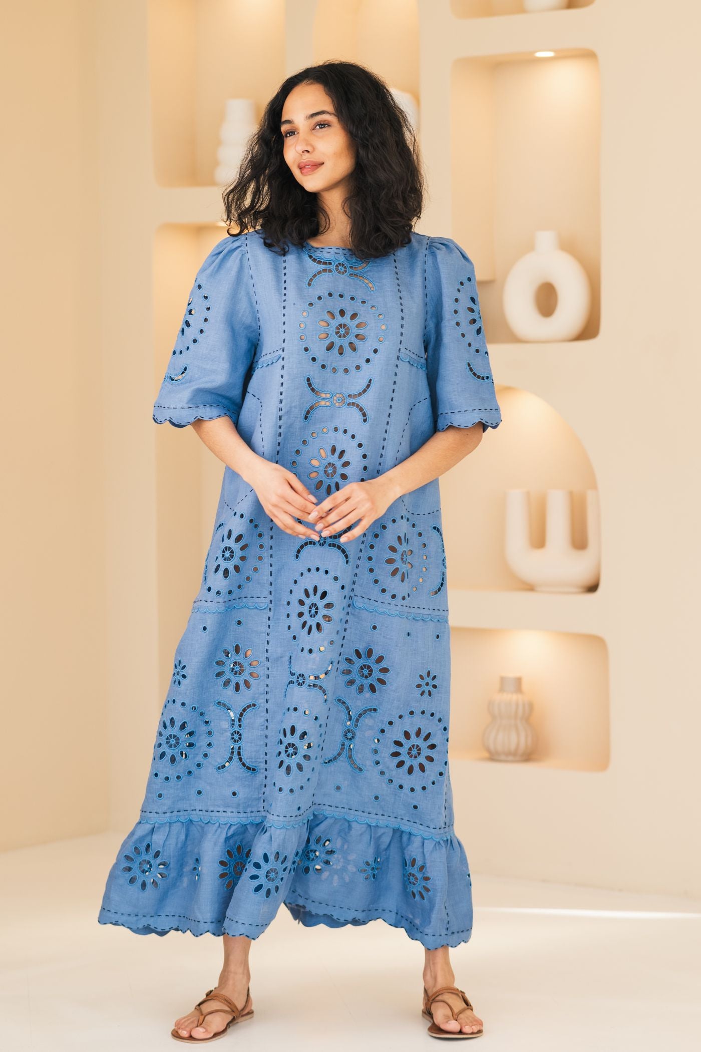 Ana eyelet ukrainian dress Embroidered linen dresses Ukraine vyshyvanka