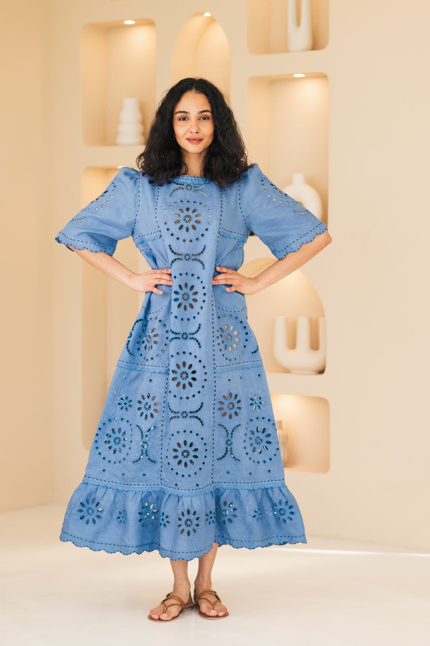 Ana eyelet ukrainian dress Embroidered linen dresses Ukraine vyshyvanka