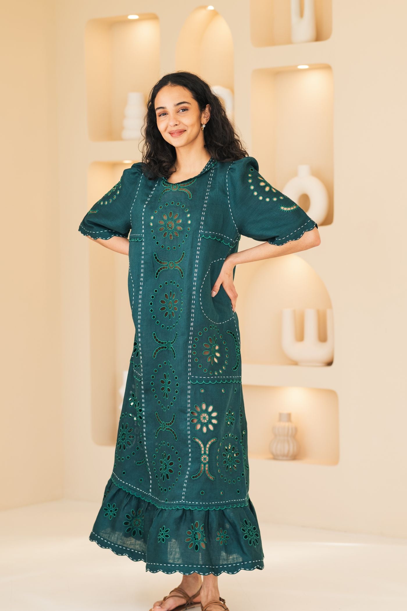 Ana eyelet ukrainian dress Embroidered linen dresses Ukraine vyshyvanka