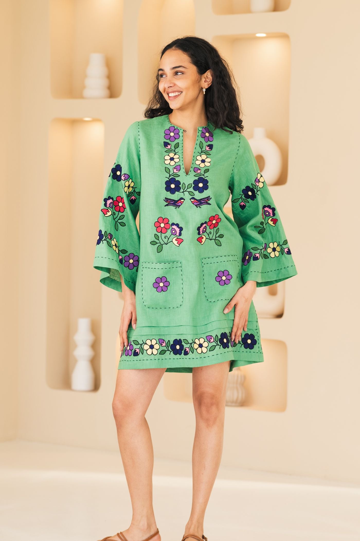 Dasha embroidered linen dress Ukrainian vyshyvanka
