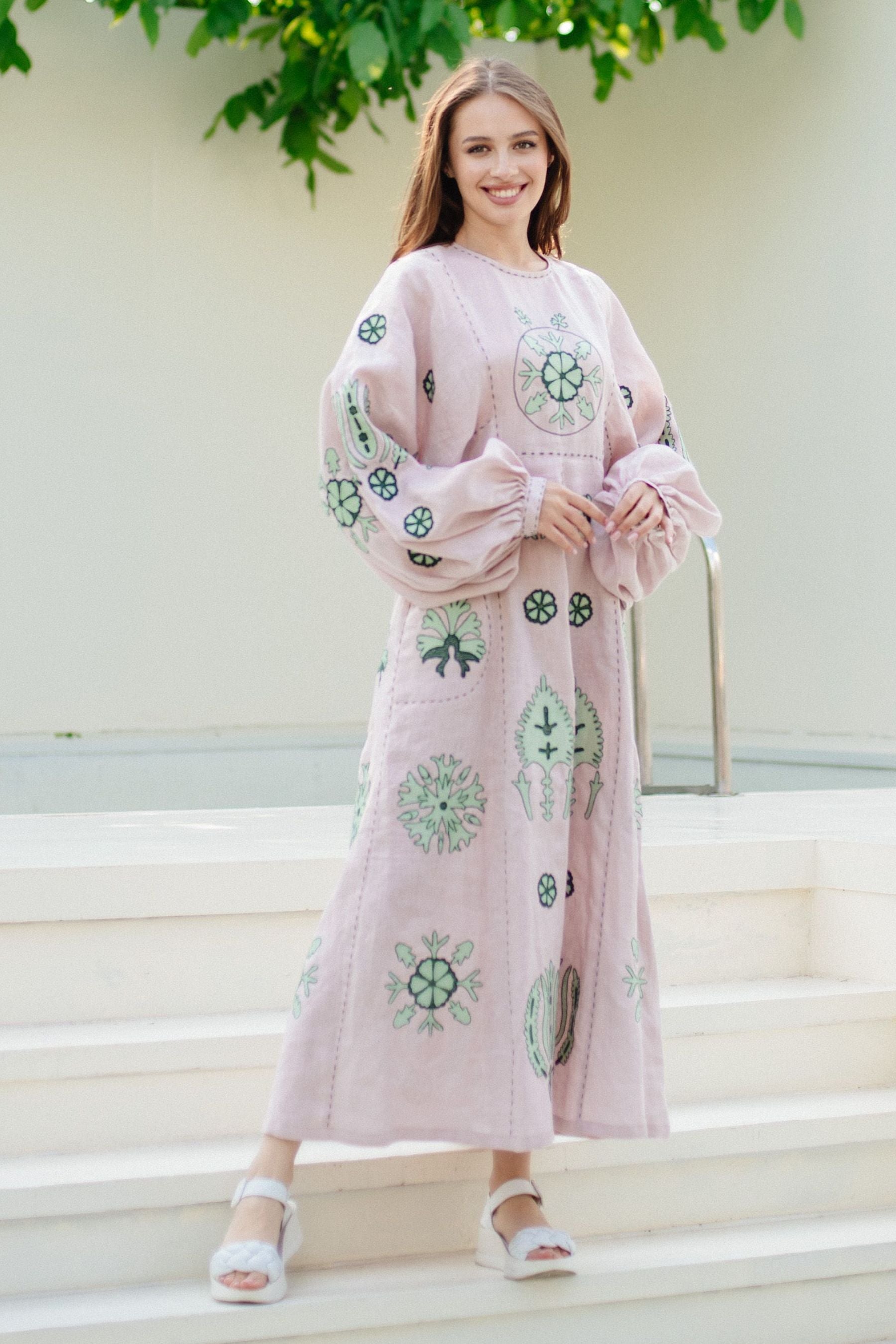 Embroidered dress kaftan Jasmine embroidery