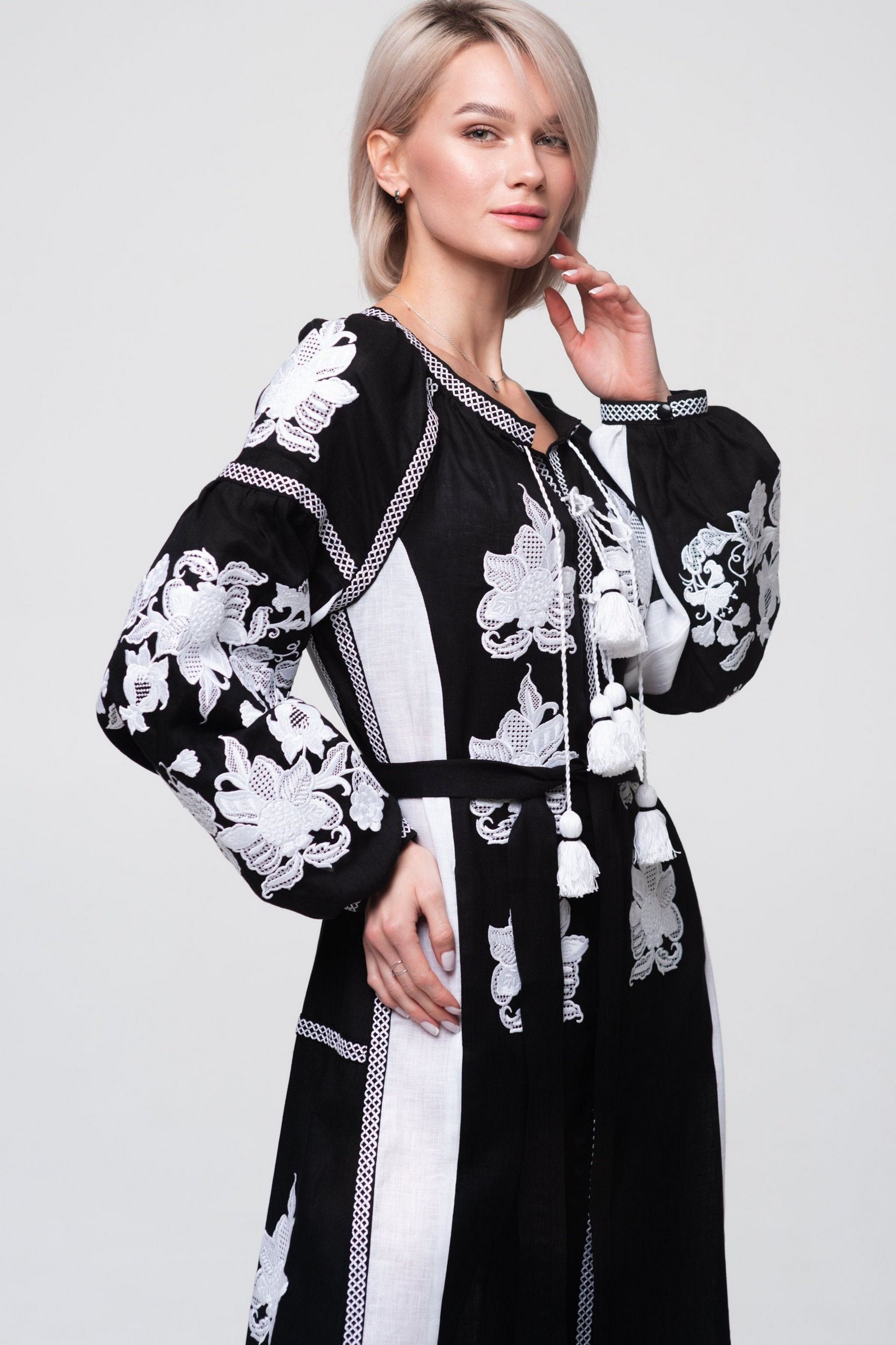 Divine floral embroidered dress kaftan Boho wedding guest outfit
