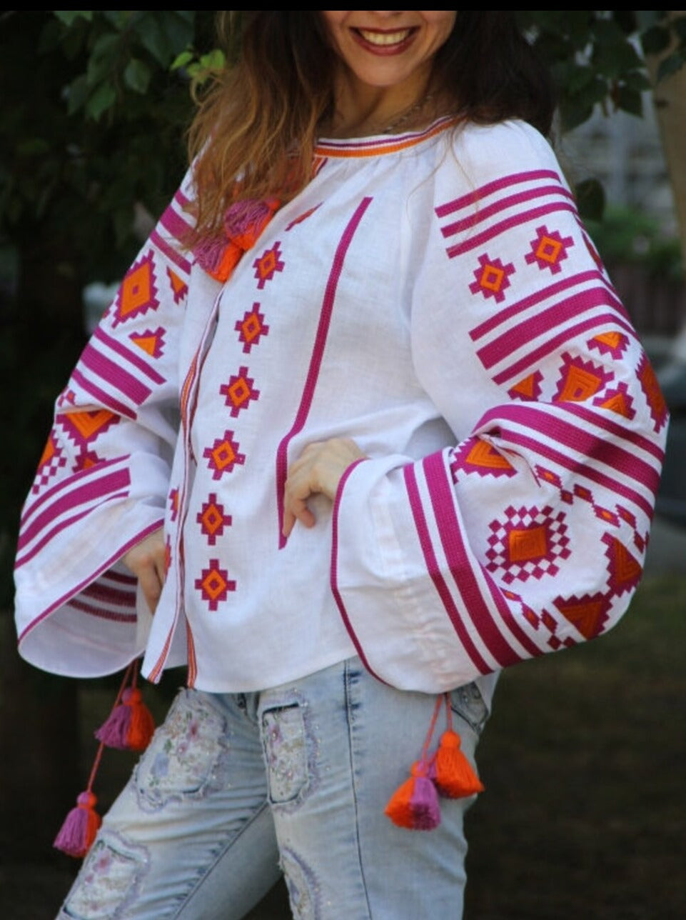 Croatia embroidered shirt Ukrainian linen blouse