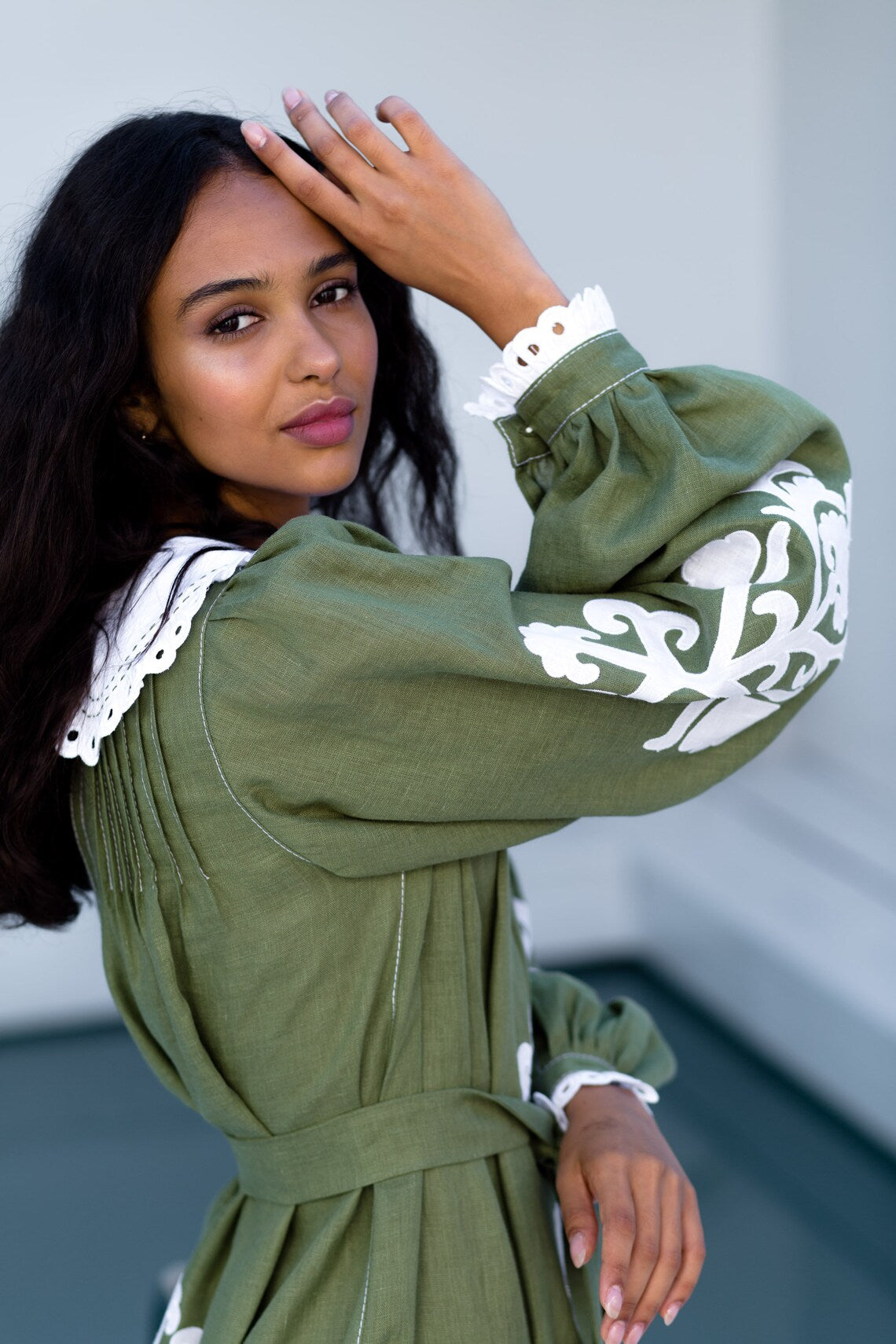 Embroidered applique kaftan Boho dress Daisy