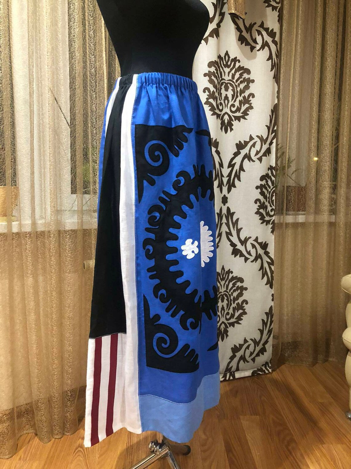 Embroidered skirt high waist Ethnic santal embroidery