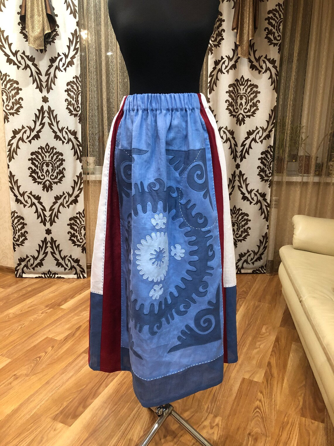 Embroidered skirt high waist Ethnic santal embroidery