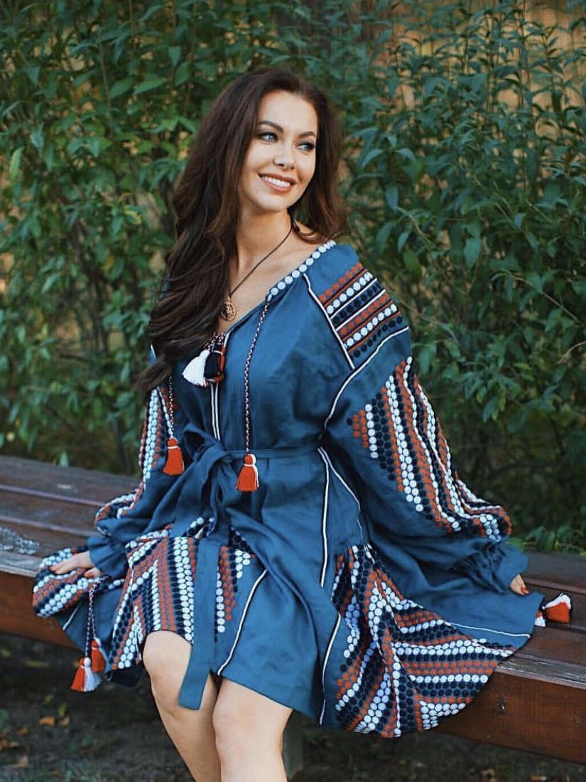 Fashion boho dress Vyshyvanka with ukrainian embroidery Oversized tunic