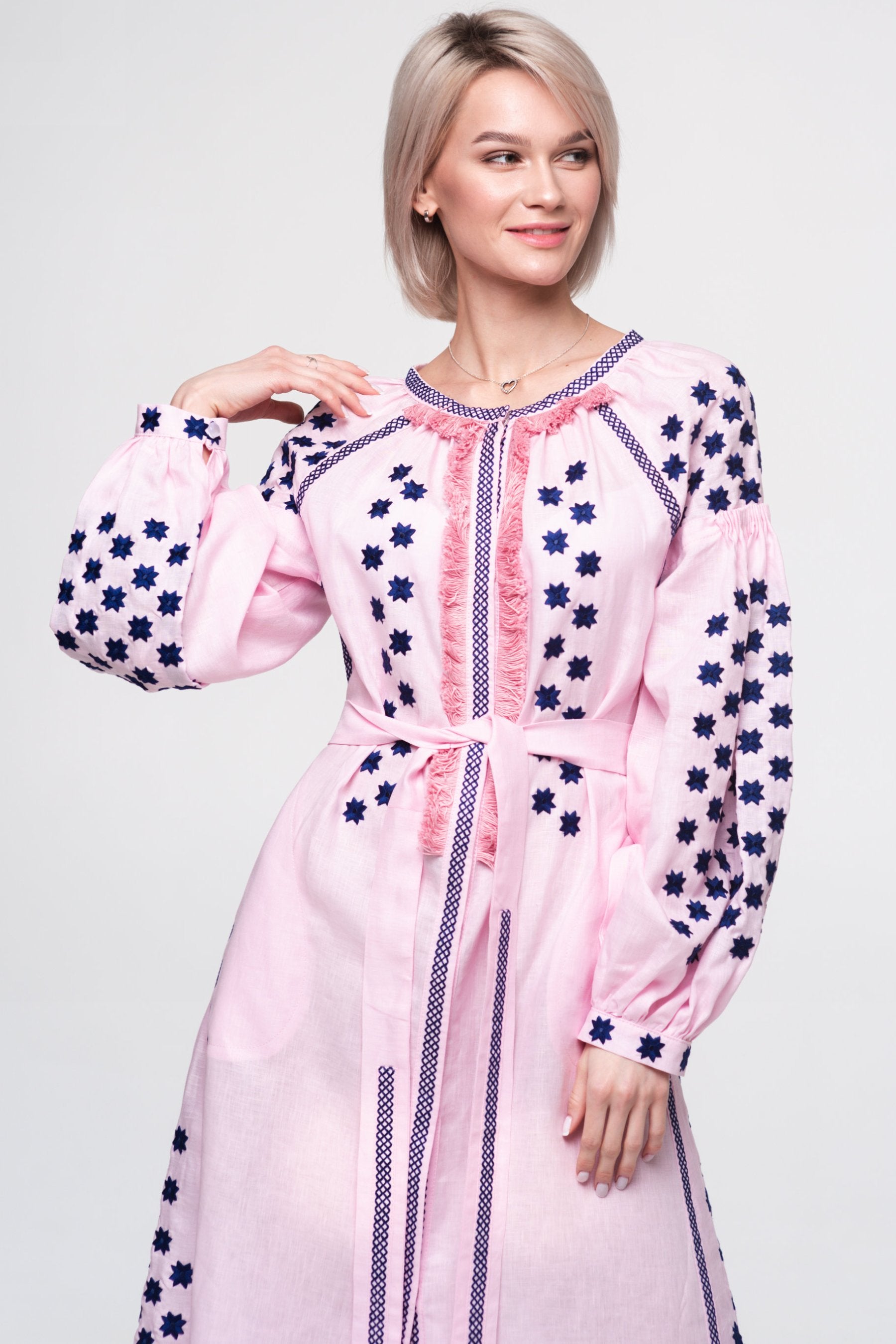 Embroidered dress Stars embroidery Bohemian wedding kaftan