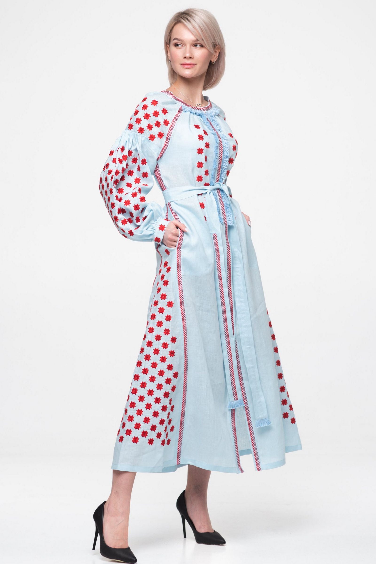 Embroidered dress Stars embroidery Bohemian wedding kaftan