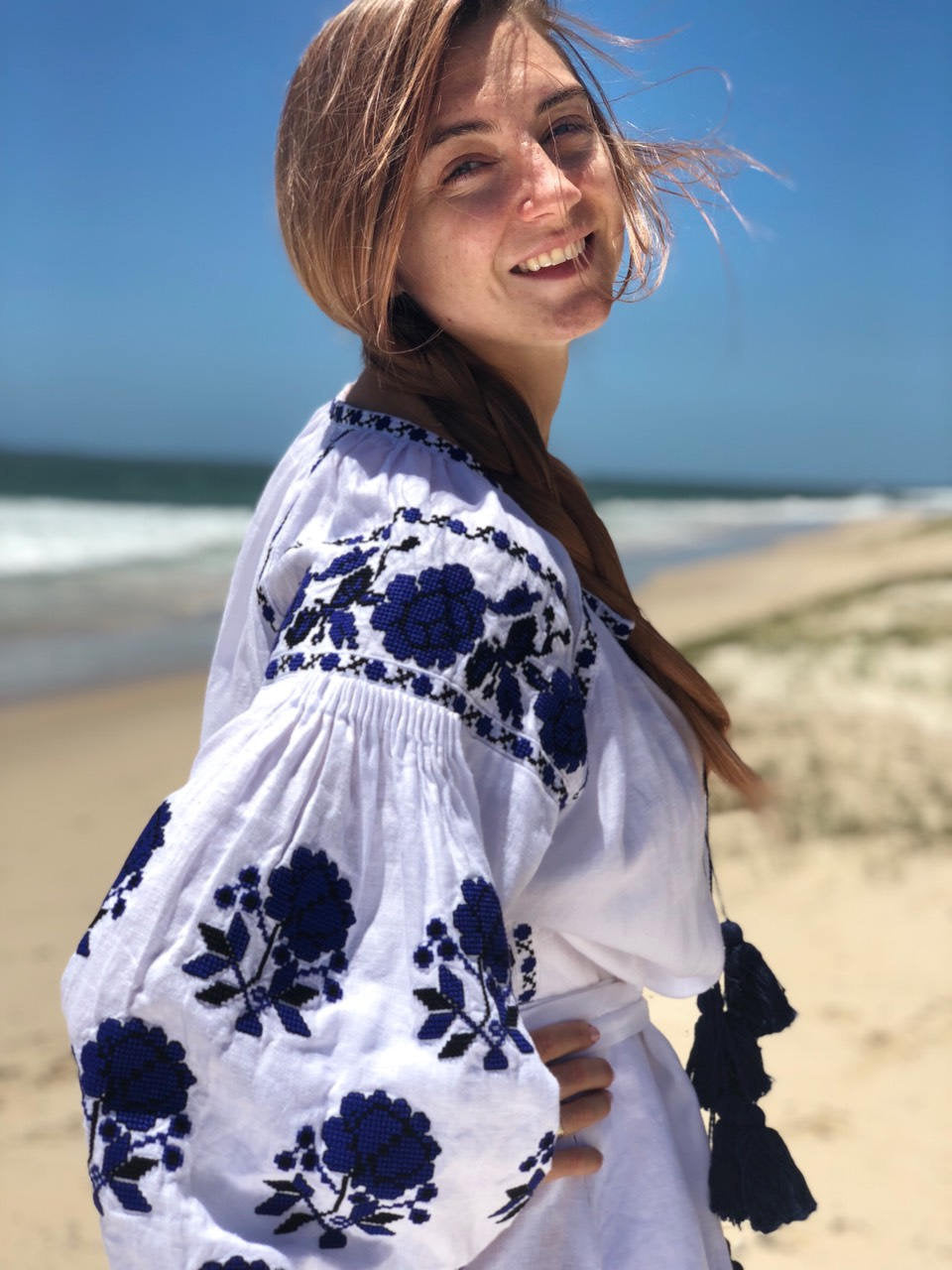 Vyshyvanka dress Embroidered white robe Bohemian oversized tunic