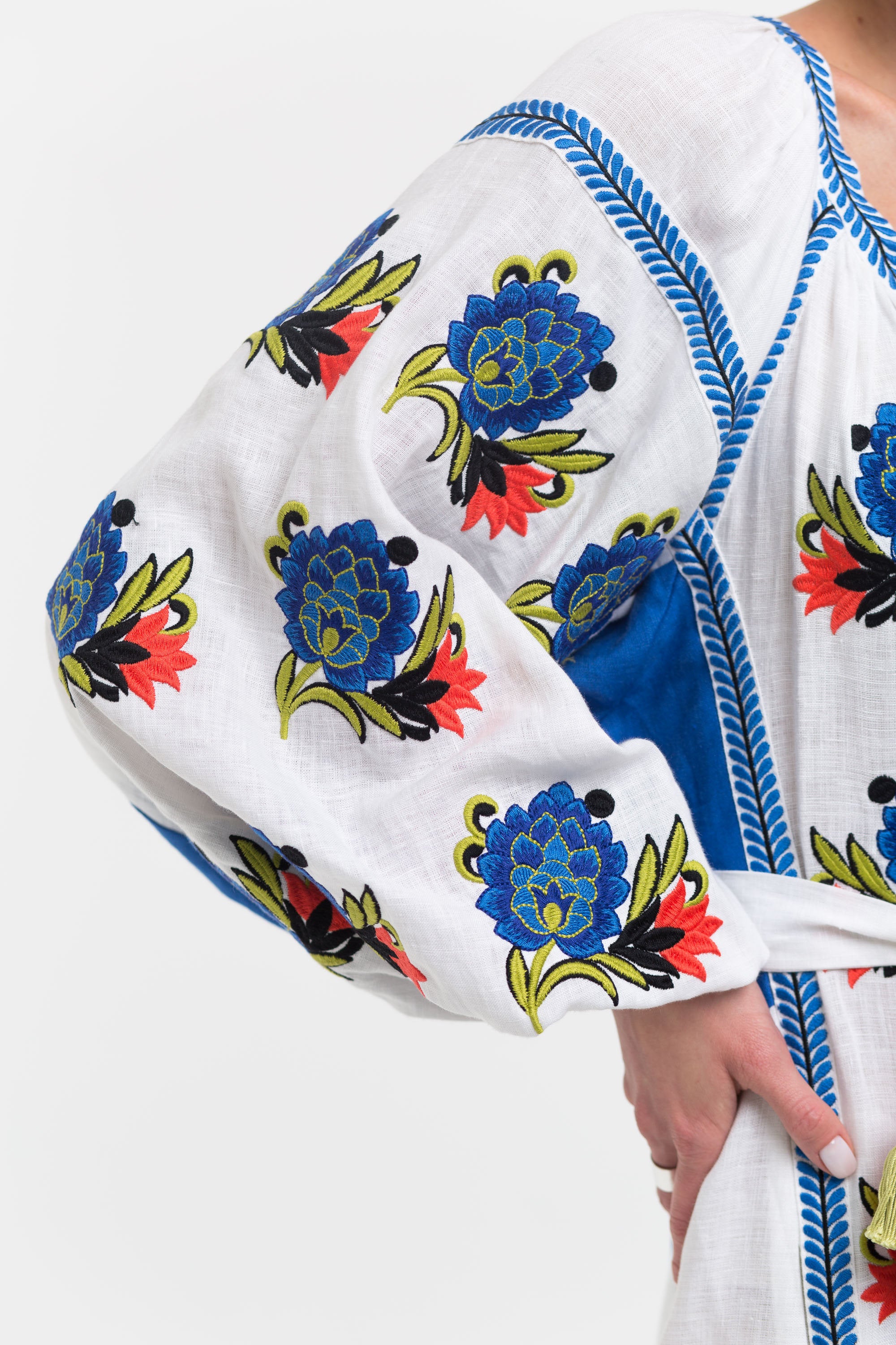 Linen embroidered dress Bohemian resort outfit