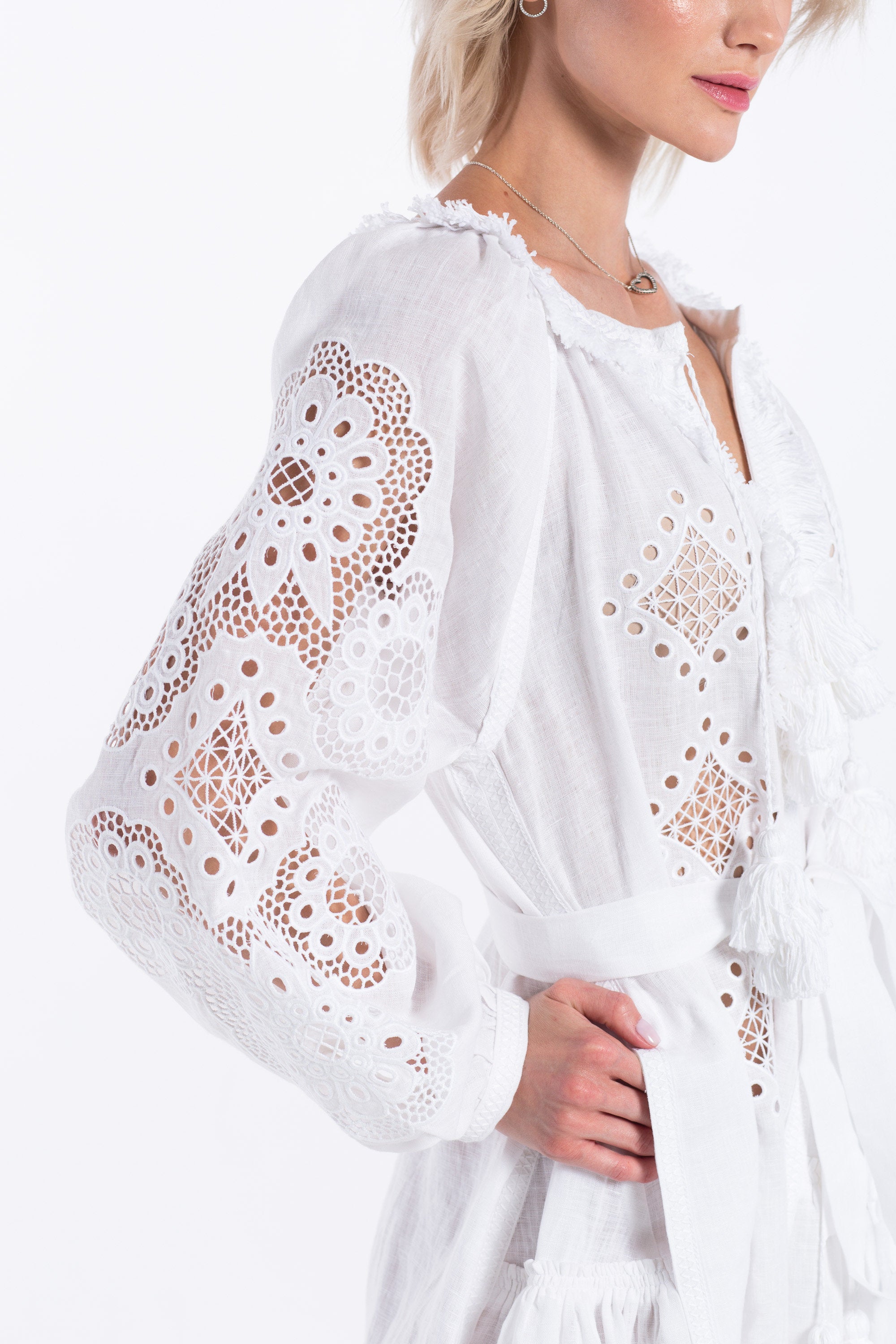 Richelieu embroidered wedding dress White bohemian outfit