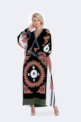 Negroni embroidered dress Oversized kaftan with ethnic applique embroidery