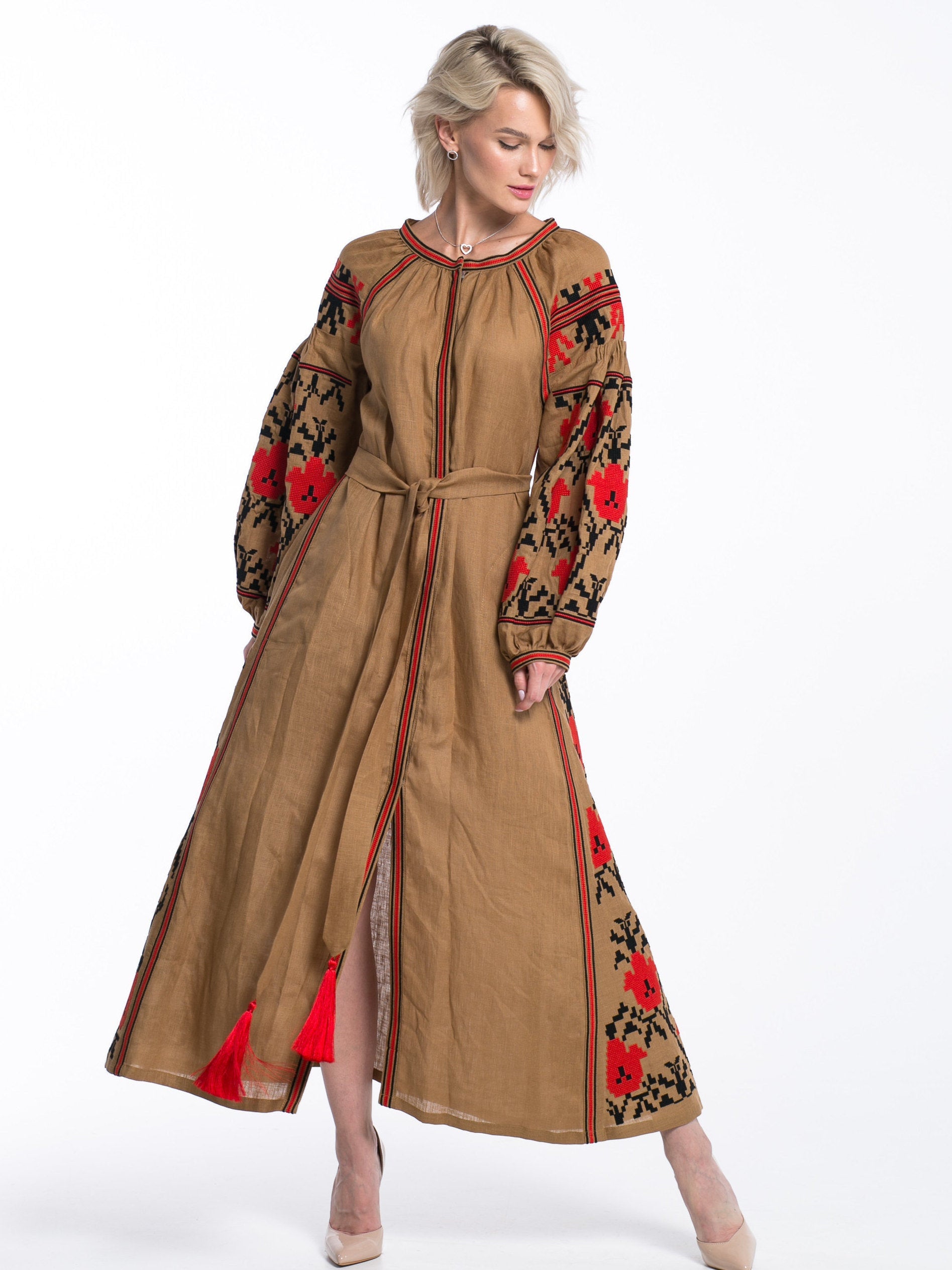 Fantastic boho dress with floral embroidery