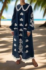 Embroidered applique kaftan Boho dress Daisy