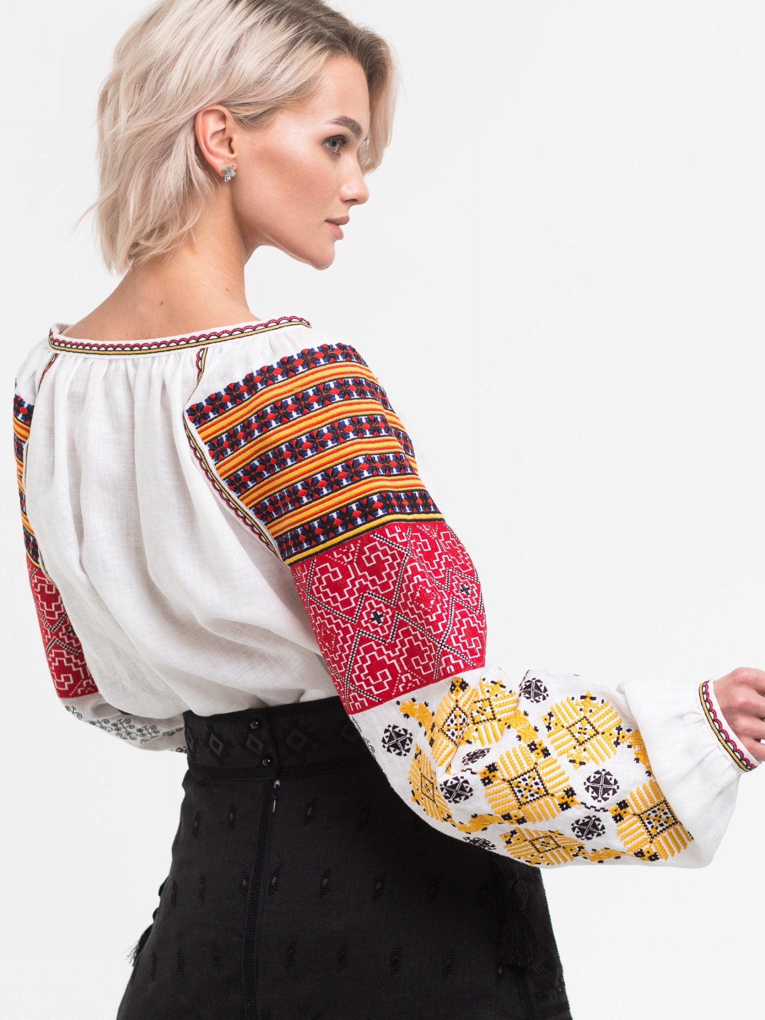 Ethnic boho blouse Custom embroidered linen shirt with Ukraine embroidery