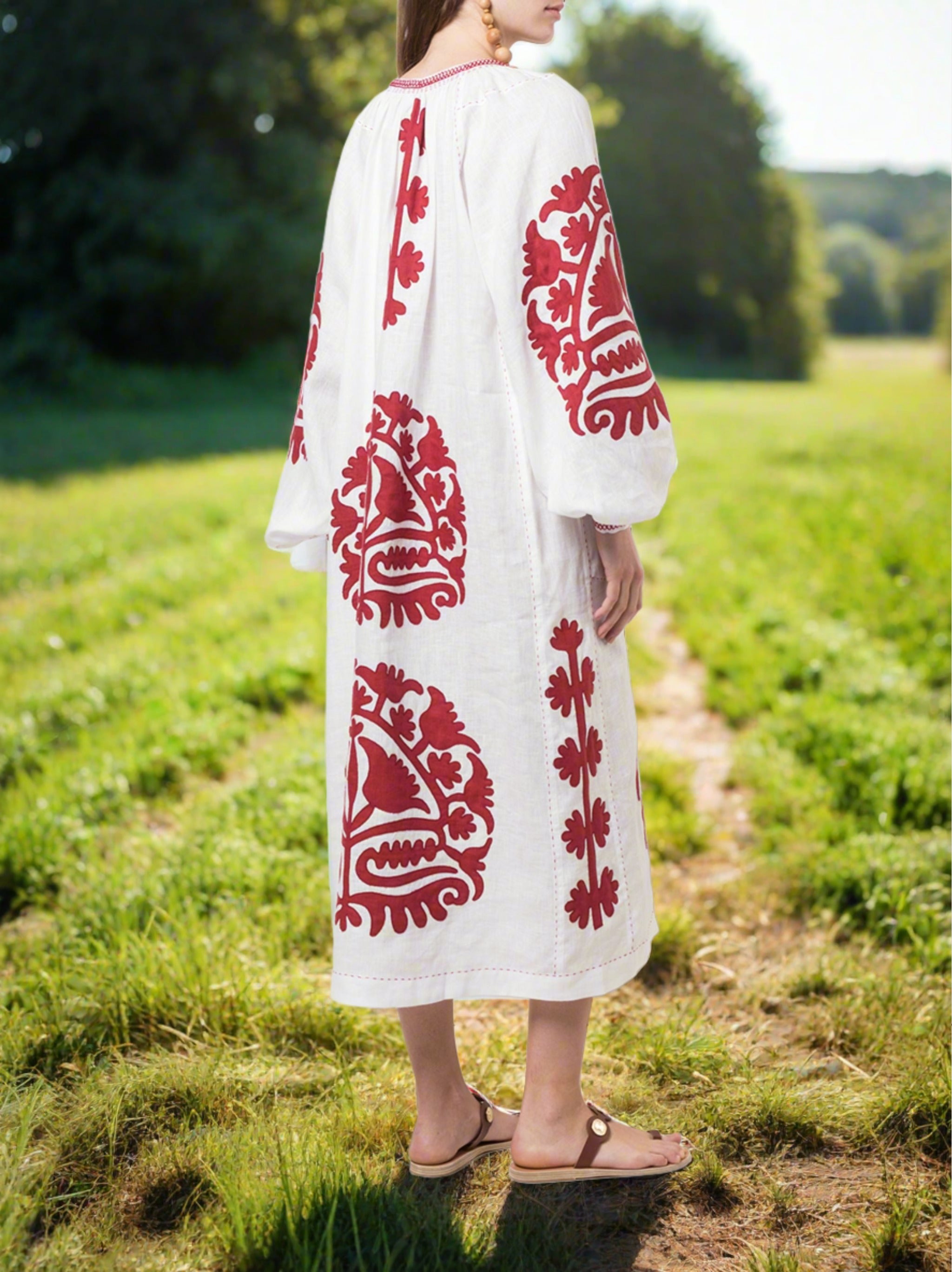 Applique embroidered linen dress Shalimar