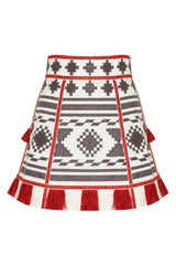 Mini skirt with ethnic Ukrainian embroidery and high waist