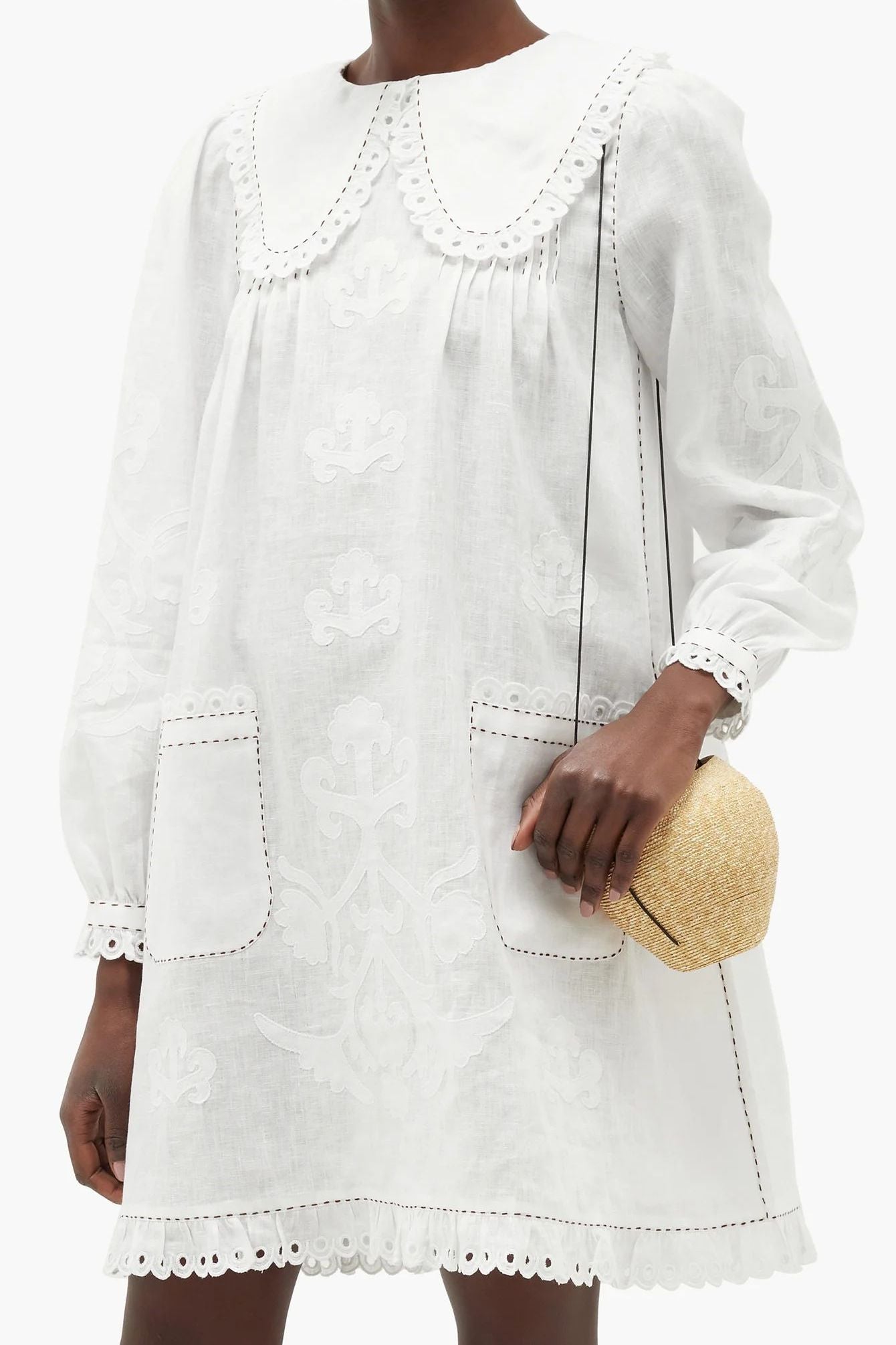 Collar dress with ethnic applique embroidery – Ukrainian