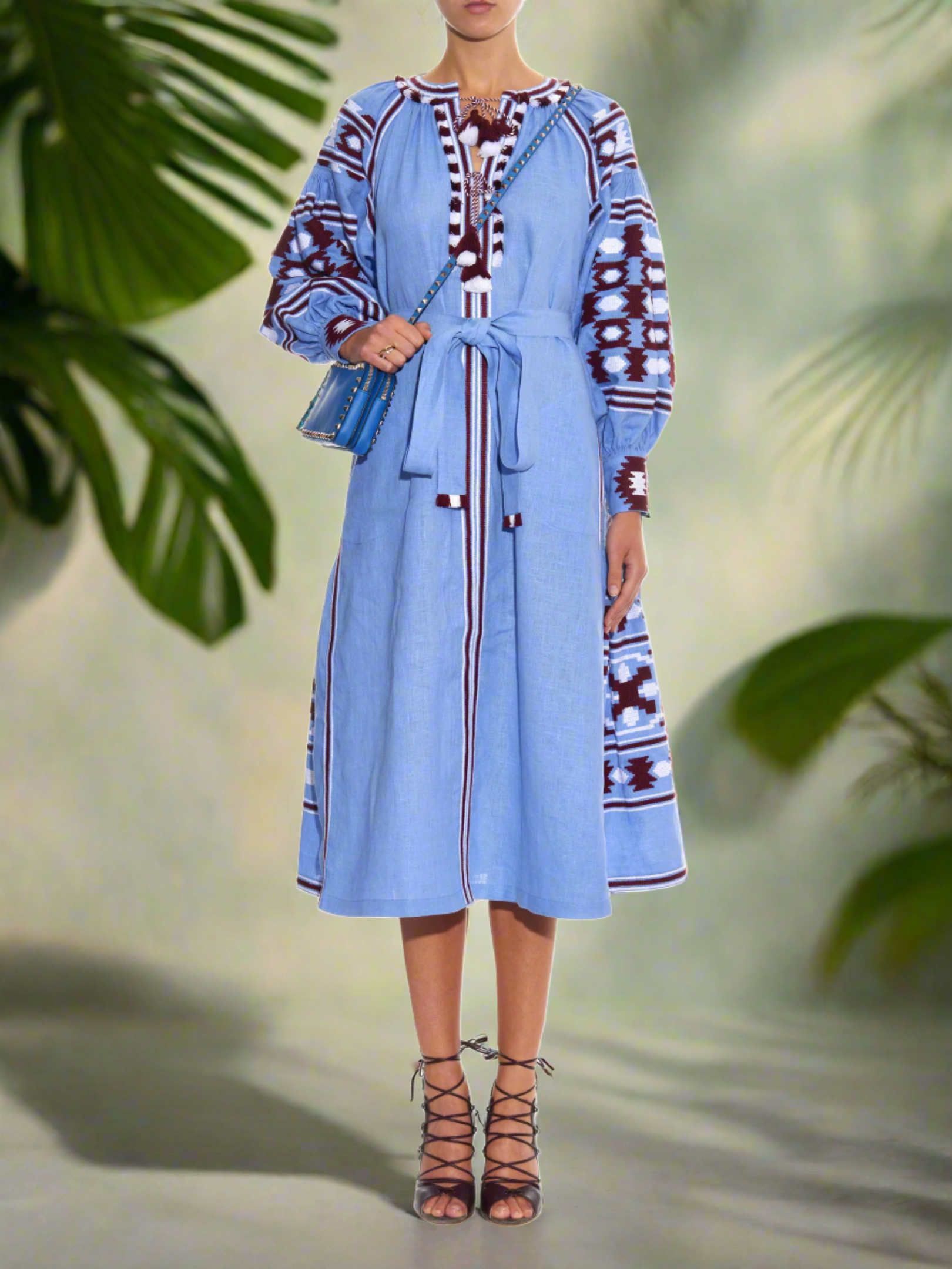 Embroidered linen dress Fashion boho outfit vyshyvanka